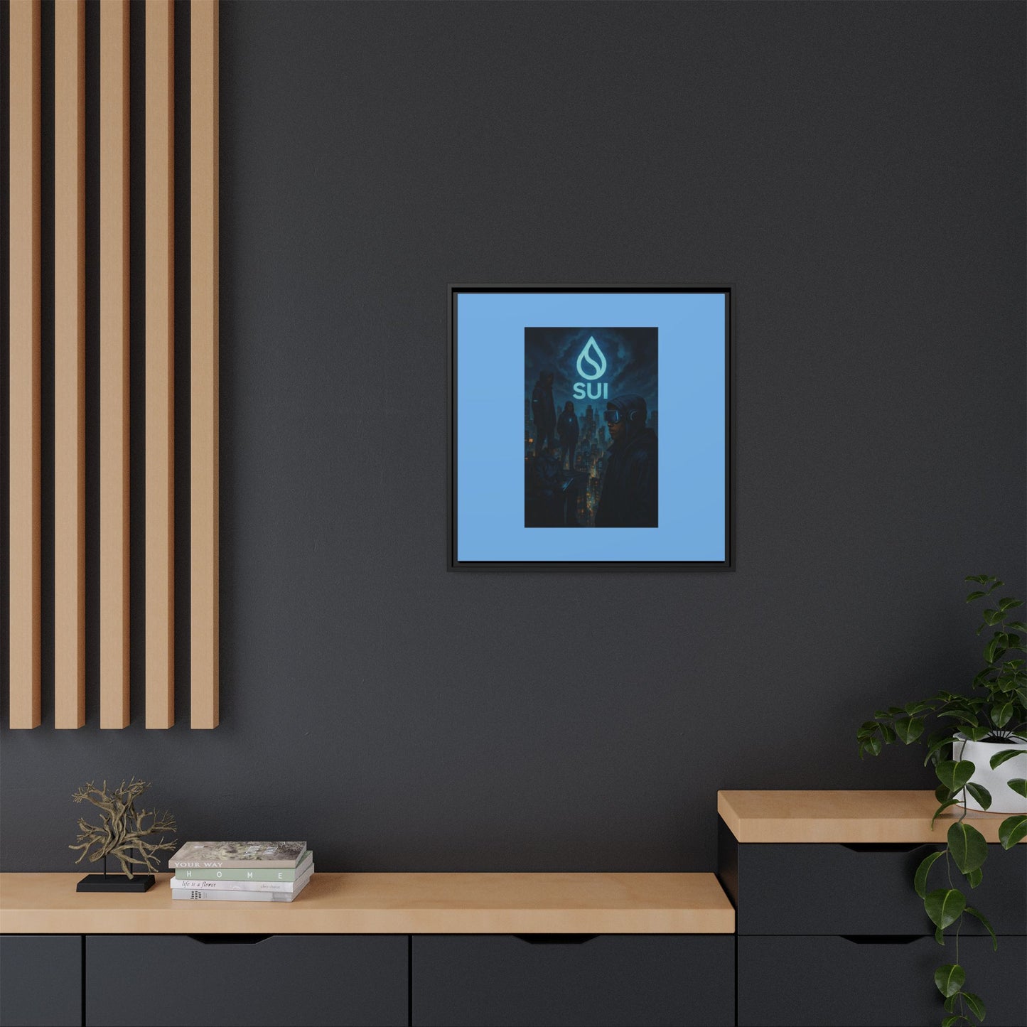SUI Framed Canvas Art Print, Urban Art, Modern Wall Decor, Unique Gift for Art Lovers, Home or Office Decoration, SUI Design