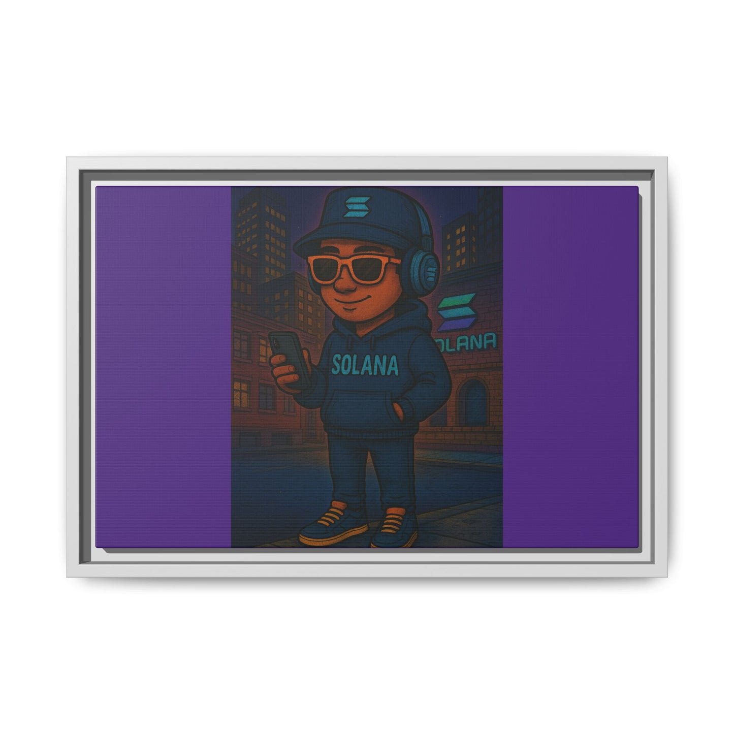Framed Matte Canvas Art Print, Urban Character Artwork, Home Decor, Gift for Crypto Enthusiasts, Wall Art for Living Room