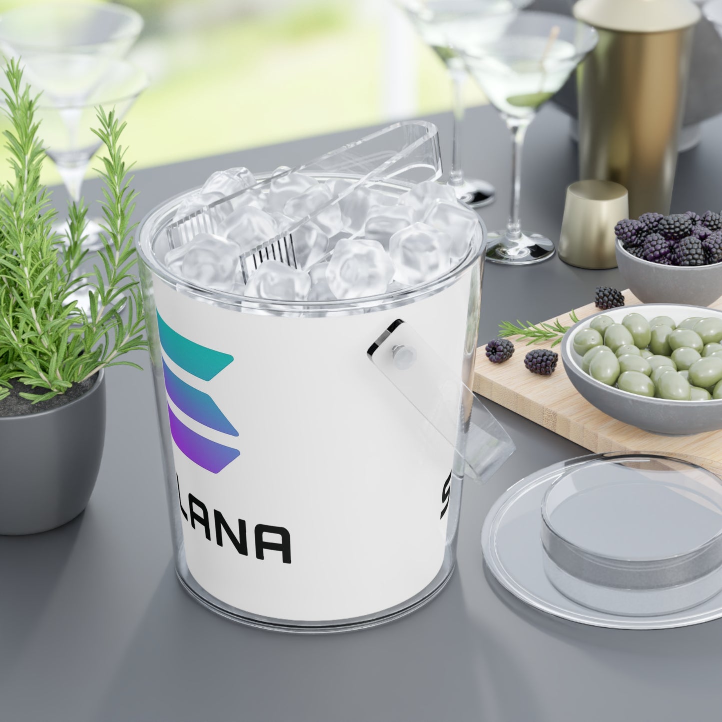 Solana Sleek Ice Bucket with Tongs - Perfect for Parties, Outdoor Events, and Celebrations, Elegant Drink Chiller, Modern Barware, SOLANA Design