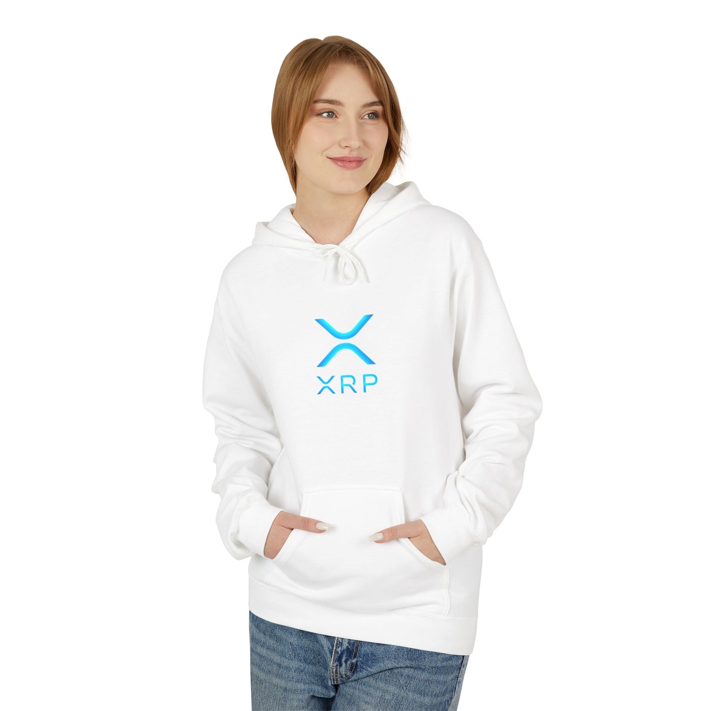 XRP Logo Fleece Hoodie for Crypto Fans, Lightweight Sweater, Ideal Gift for Techies, Unisex Crypto Apparel, Perfect for Casual Wear