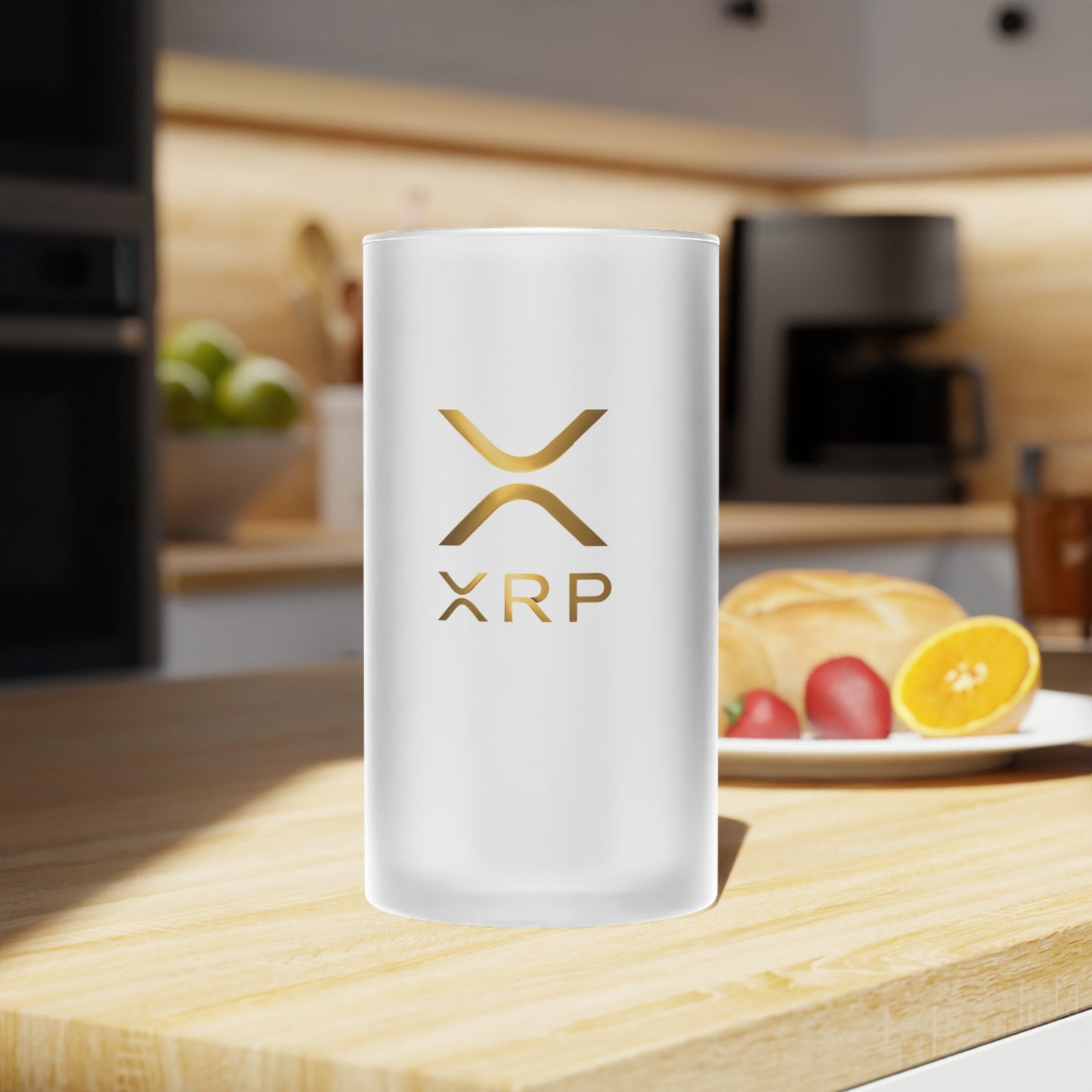 XRP Frosted Glass Beer Mug with XRP Logo - Perfect Gift for Cryptocurrency Enthusiasts, Craft Beer Lovers, Dad, Birthday, Holiday, Celebration