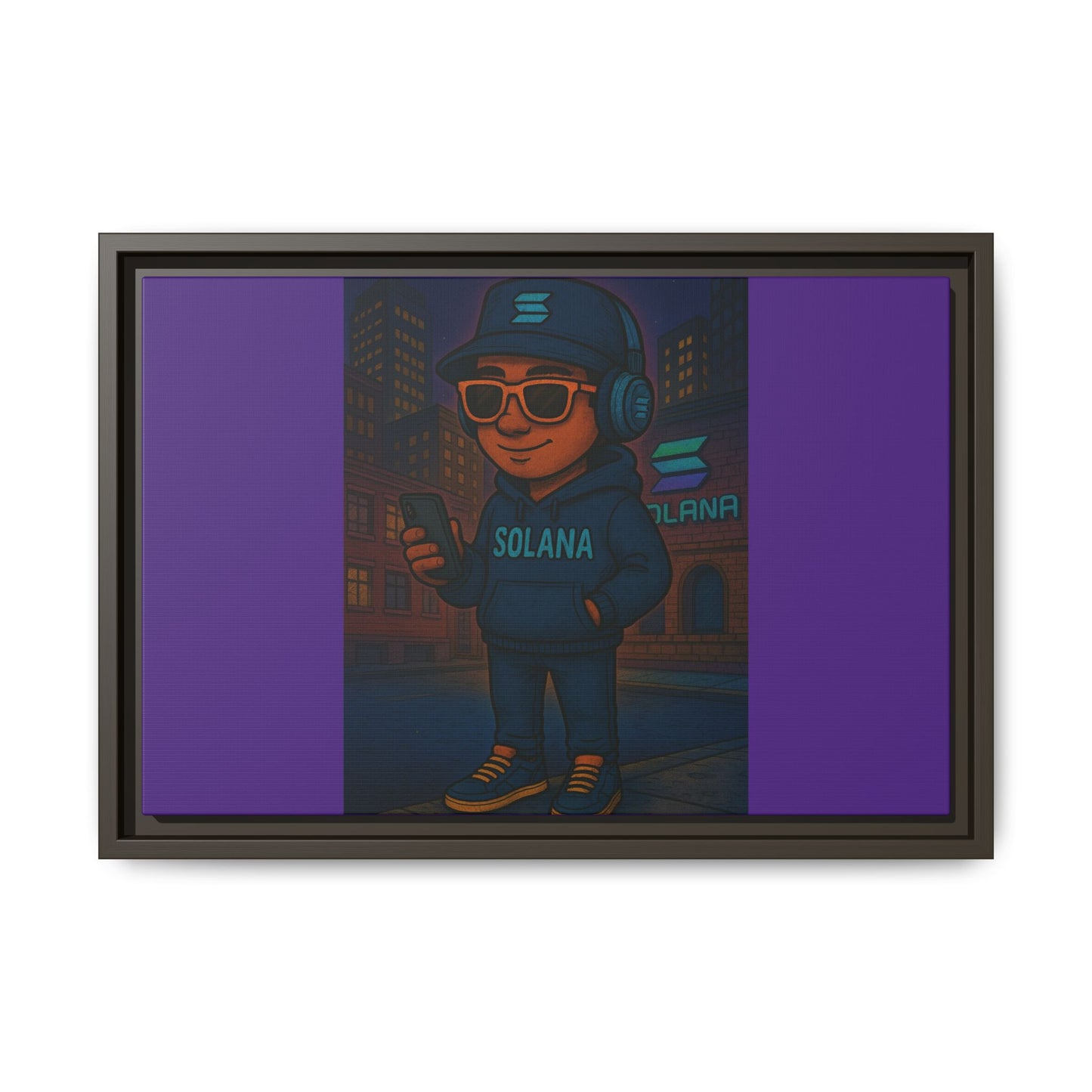 Framed Matte Canvas Art Print, Urban Character Artwork, Home Decor, Gift for Crypto Enthusiasts, Wall Art for Living Room