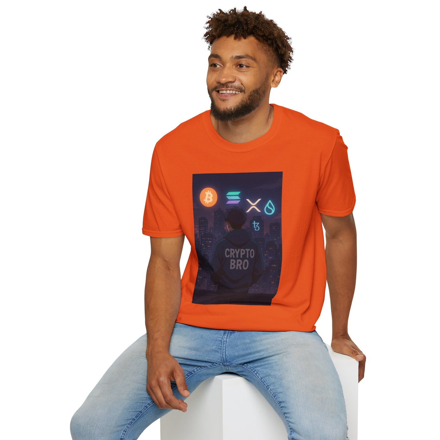 Crypto Bro Unisex Softstyle T-Shirt, Retro Gamer Apparel, Cryptocurrency Gift, Stylish Casual Wear, Graphic Tee for Men and Women