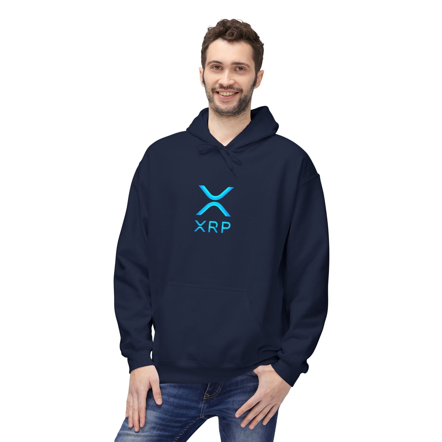 XRP Logo Fleece Hoodie for Crypto Fans, Lightweight Sweater, Ideal Gift for Techies, Unisex Crypto Apparel, Perfect for Casual Wear