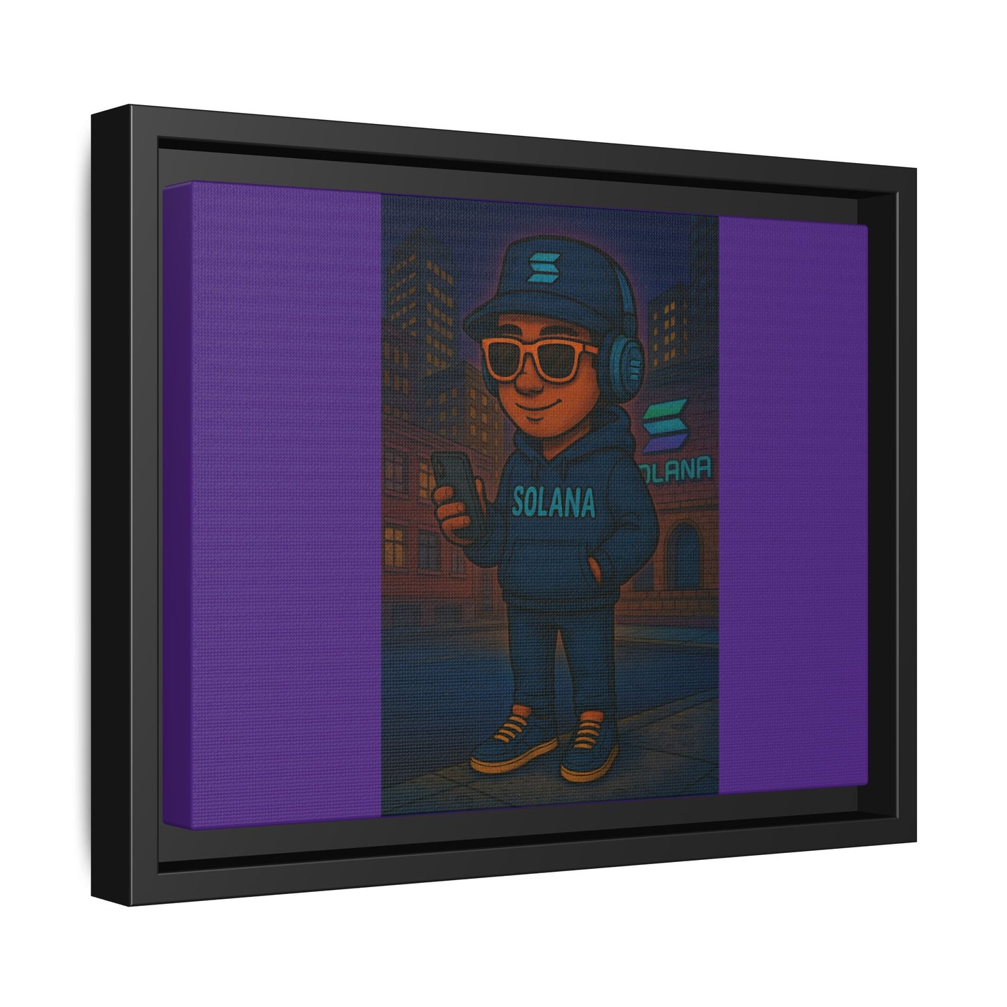 Framed Matte Canvas Art Print, Urban Character Artwork, Home Decor, Gift for Crypto Enthusiasts, Wall Art for Living Room