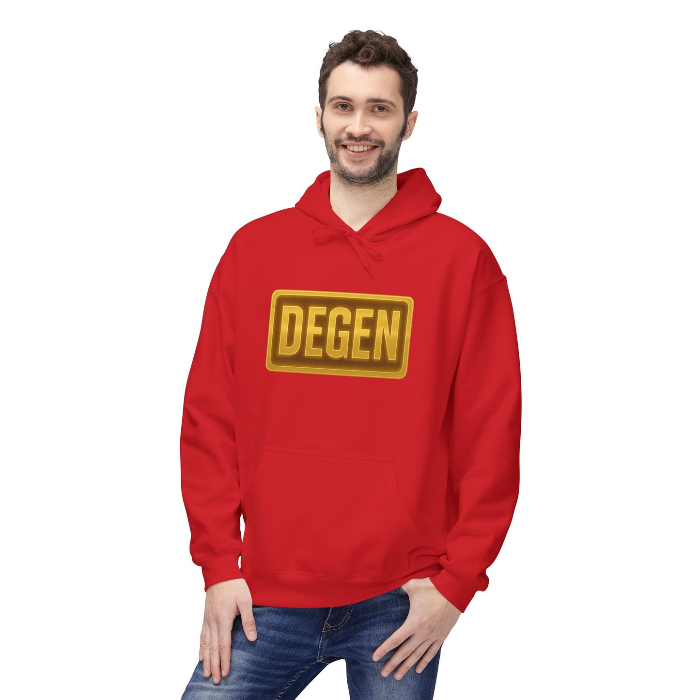 Degen Collection Unisex Fleece Hoodie with 'DEGEN' Design, Cozy Gift, Casual Wear, Streetwear, Perfect for Everyday Use, Fun and Unique Fashion