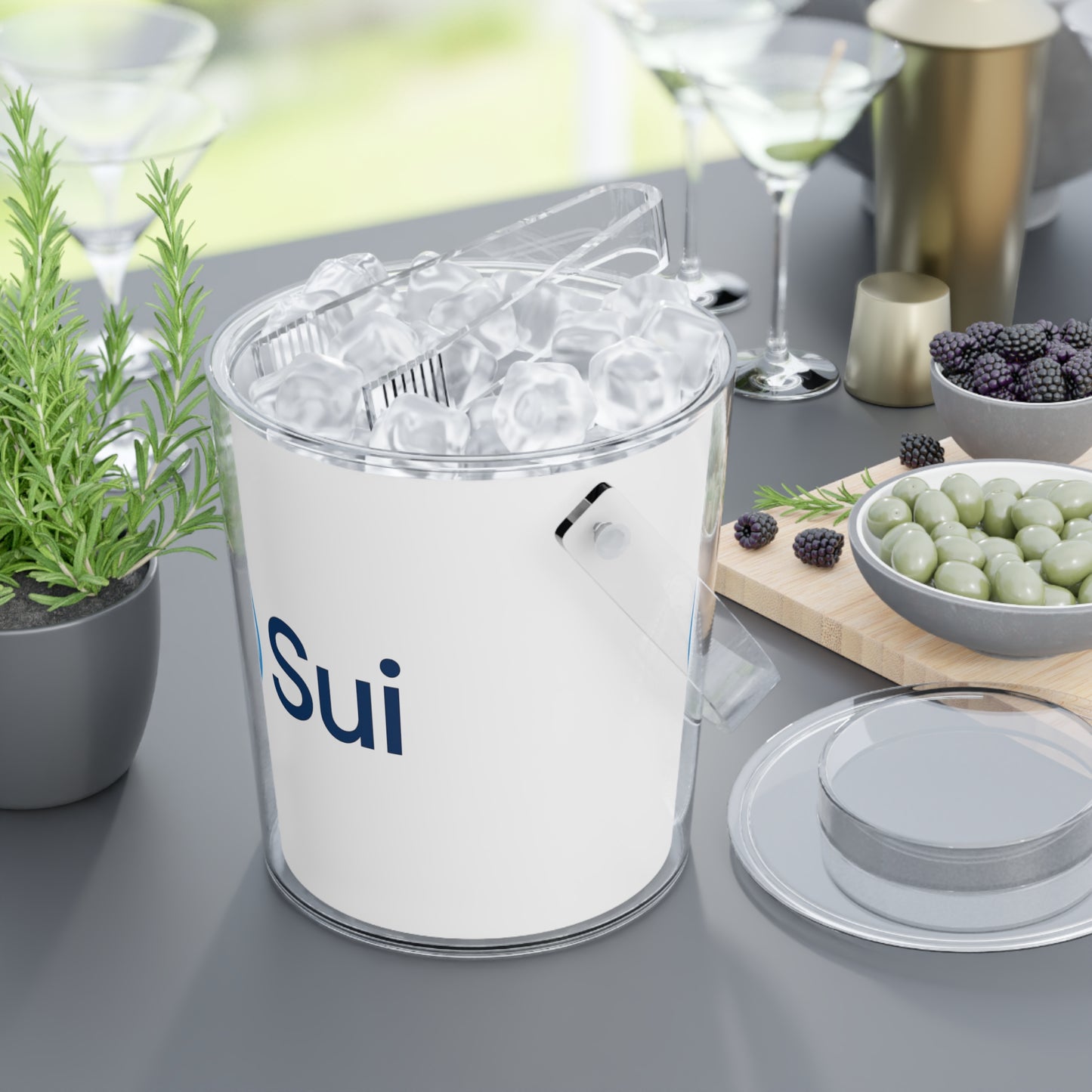 Sui Chic Ice Bucket with Tongs | Modern Drink Chiller, Party Essential, Summer Gatherings, Barware Gift, Ice Storage Container