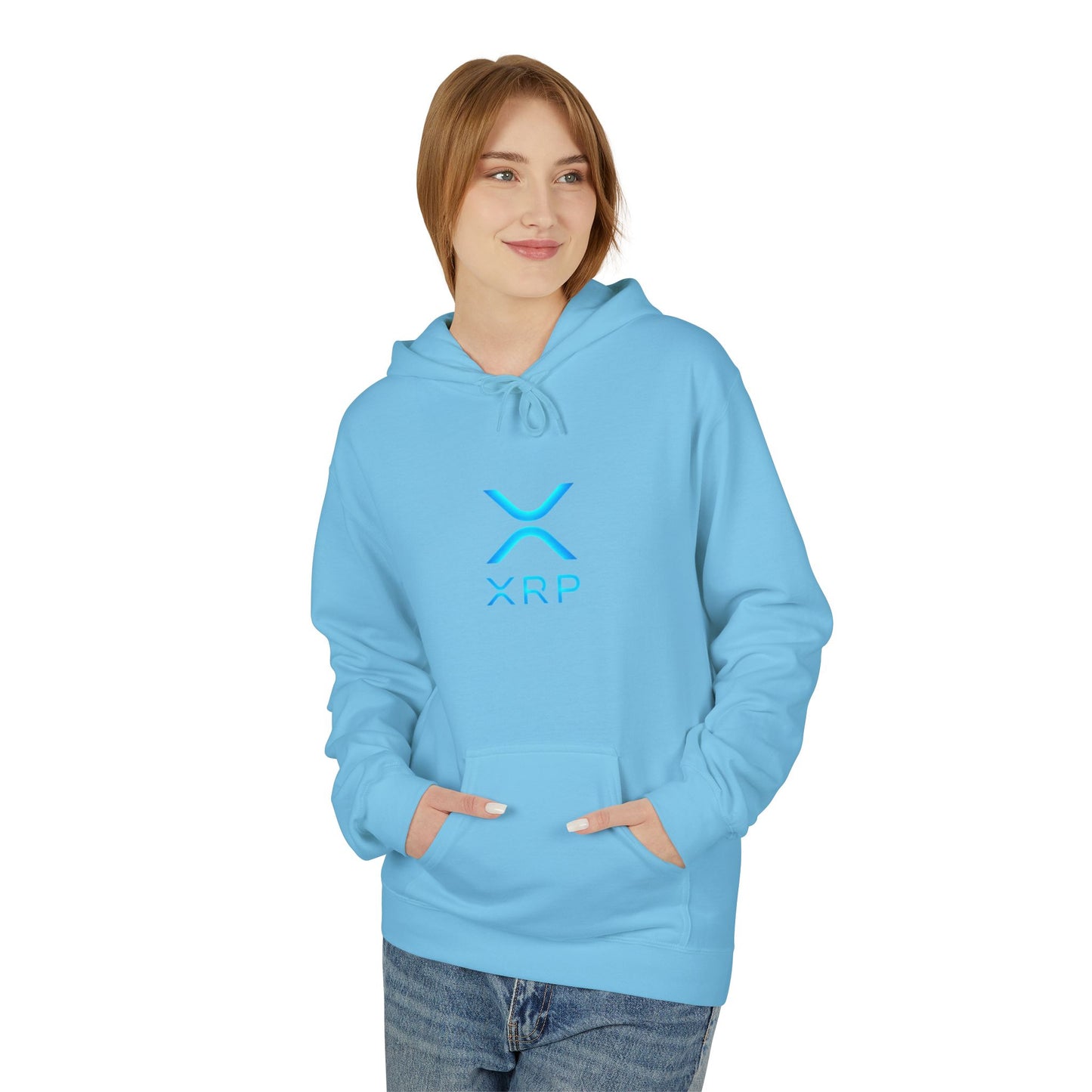 XRP Logo Fleece Hoodie for Crypto Fans, Lightweight Sweater, Ideal Gift for Techies, Unisex Crypto Apparel, Perfect for Casual Wear