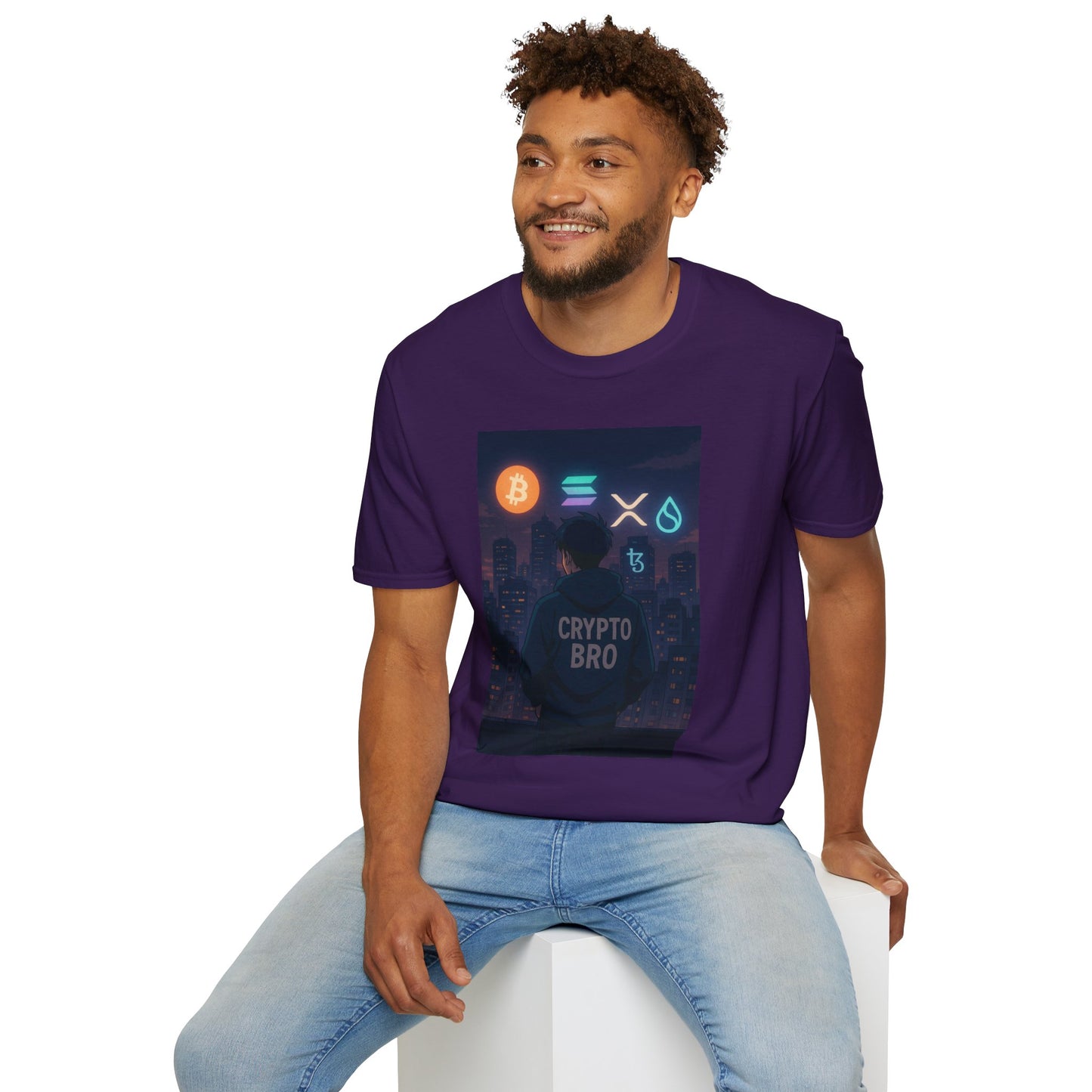 Crypto Bro Unisex Softstyle T-Shirt, Retro Gamer Apparel, Cryptocurrency Gift, Stylish Casual Wear, Graphic Tee for Men and Women