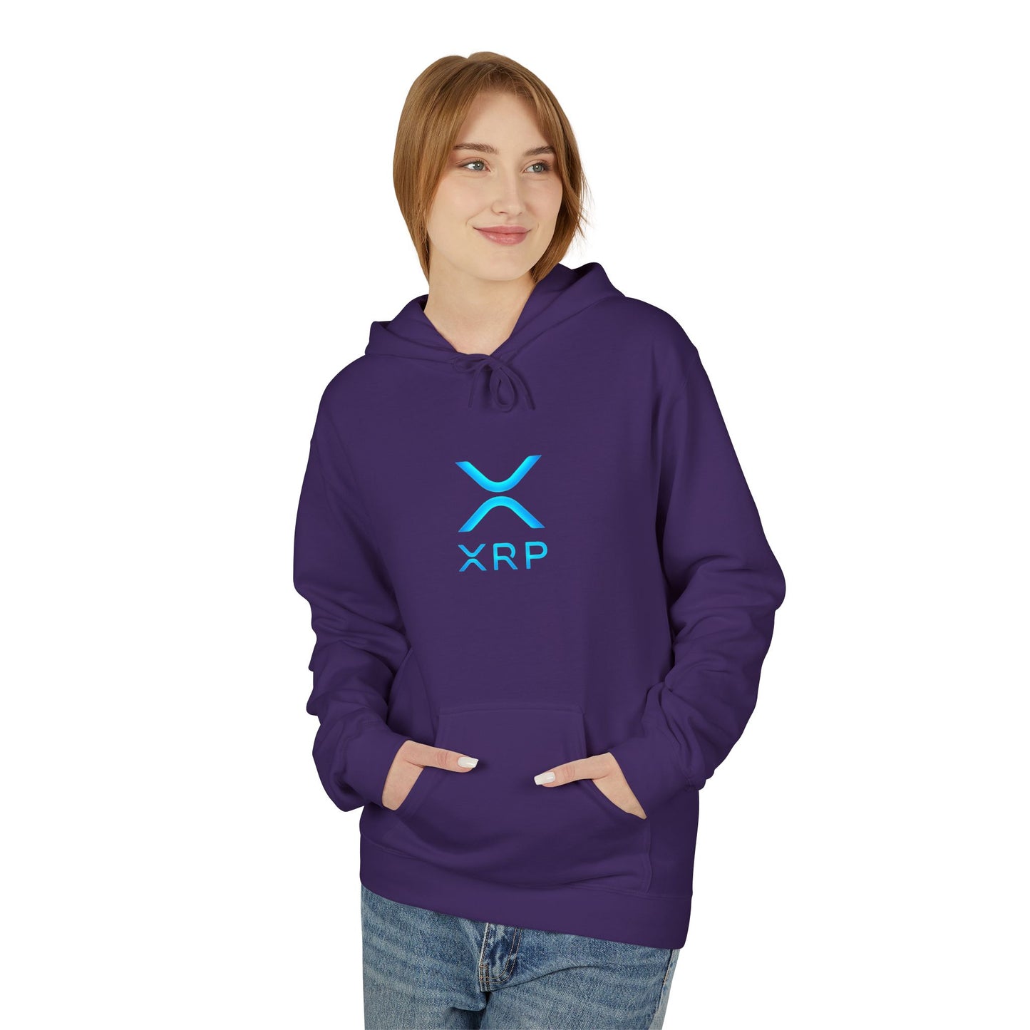 XRP Logo Fleece Hoodie for Crypto Fans, Lightweight Sweater, Ideal Gift for Techies, Unisex Crypto Apparel, Perfect for Casual Wear