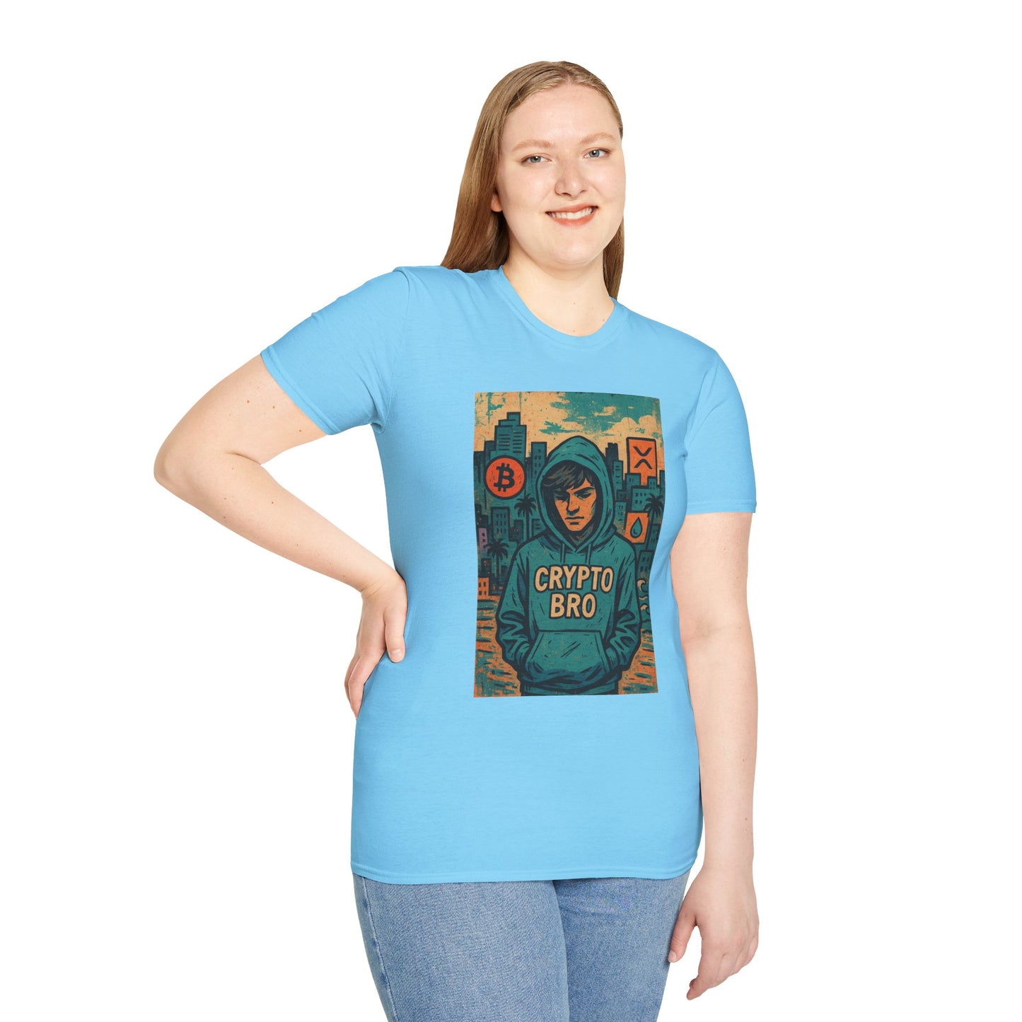 Crypto Bro Unisex Softstyle T-Shirt, Bitcoin Apparel, Cryptocurrency Gift, Casual Wear, Trendy Graphic Tee