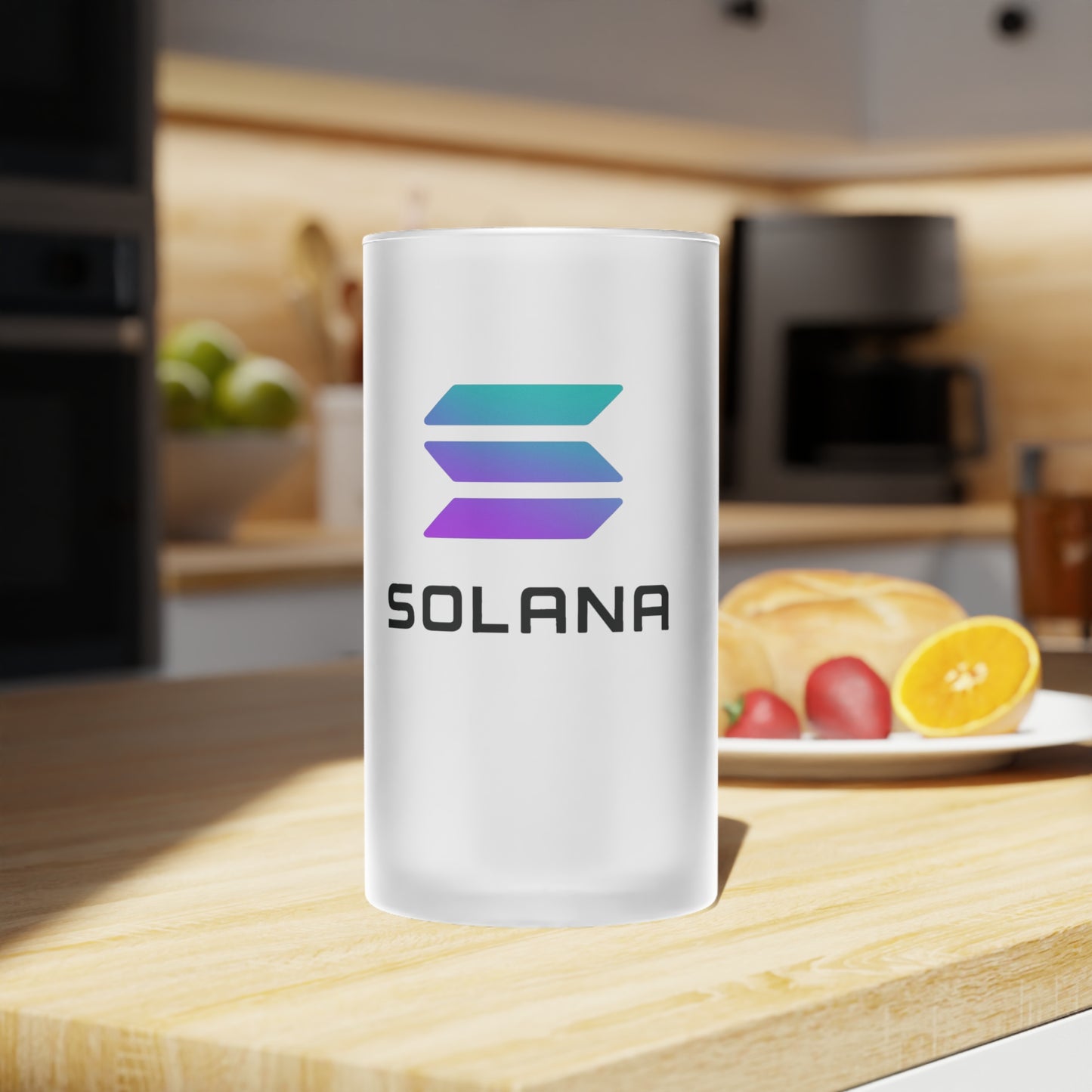 Solana Frosted Glass Beer Mug - Personalized Gift for Beer Lovers, Unique Barware, Solana Logo Drinkware, Cool Party Mug, Holiday Cheers