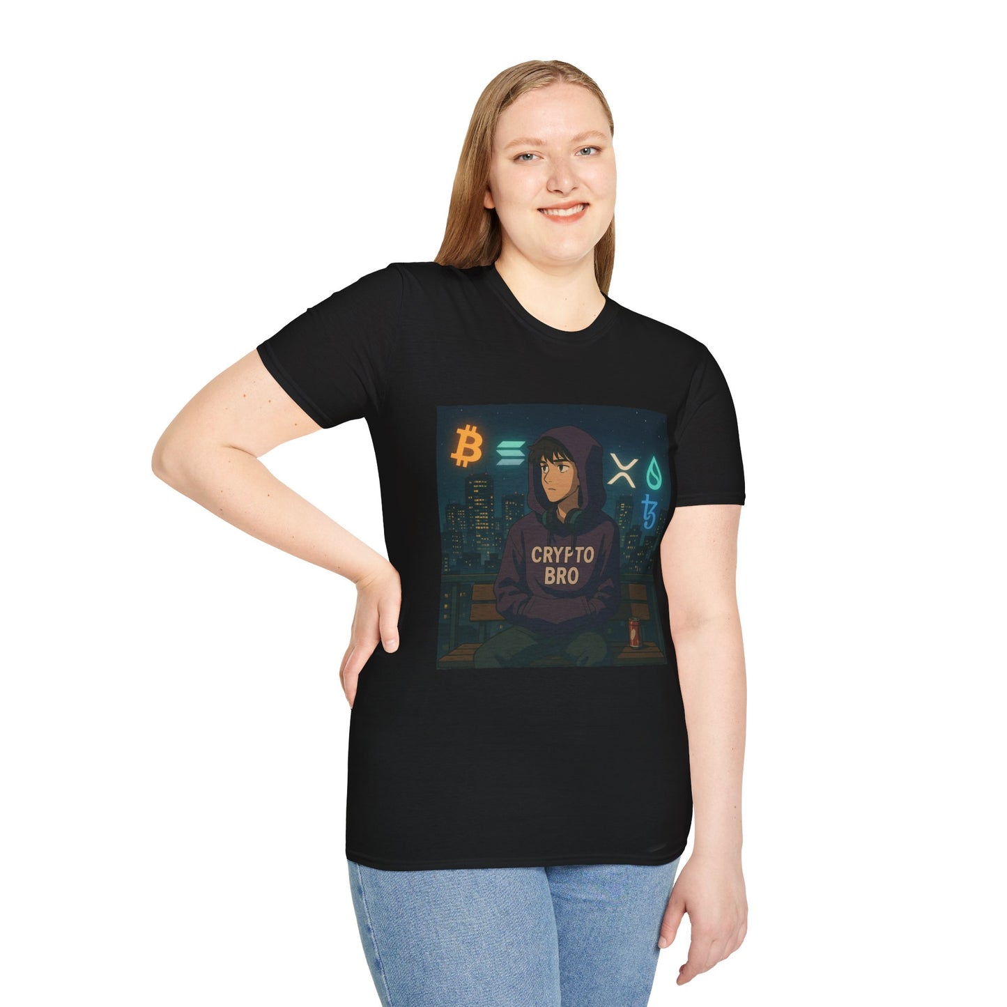 Crypto Bro Unisex Softstyle T-Shirt, Perfect for Gamers, Trendy Casual Wear, Unique Gift Idea, Crypto Enthusiast Apparel