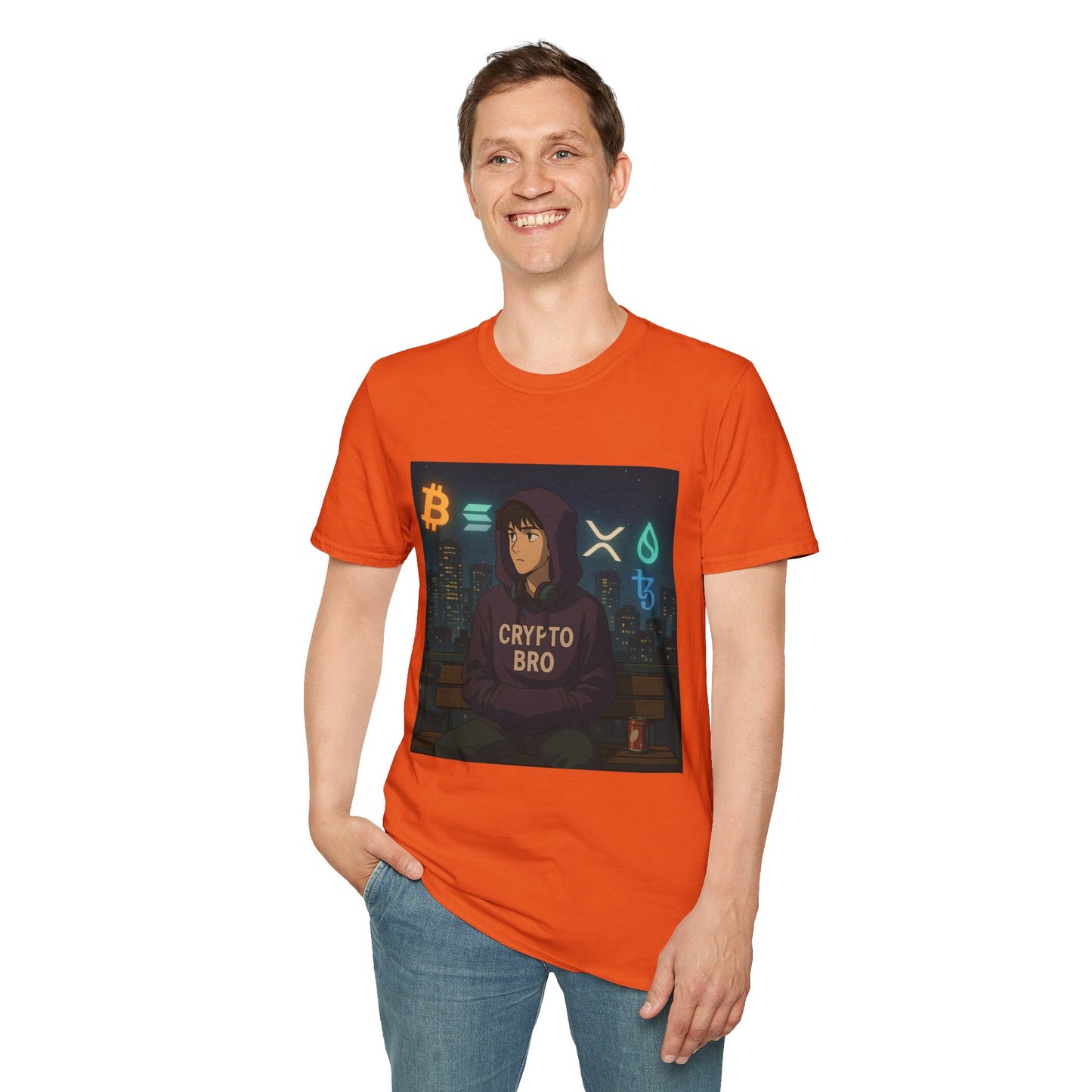 Crypto Bro Unisex Softstyle T-Shirt, Perfect for Gamers, Trendy Casual Wear, Unique Gift Idea, Crypto Enthusiast Apparel