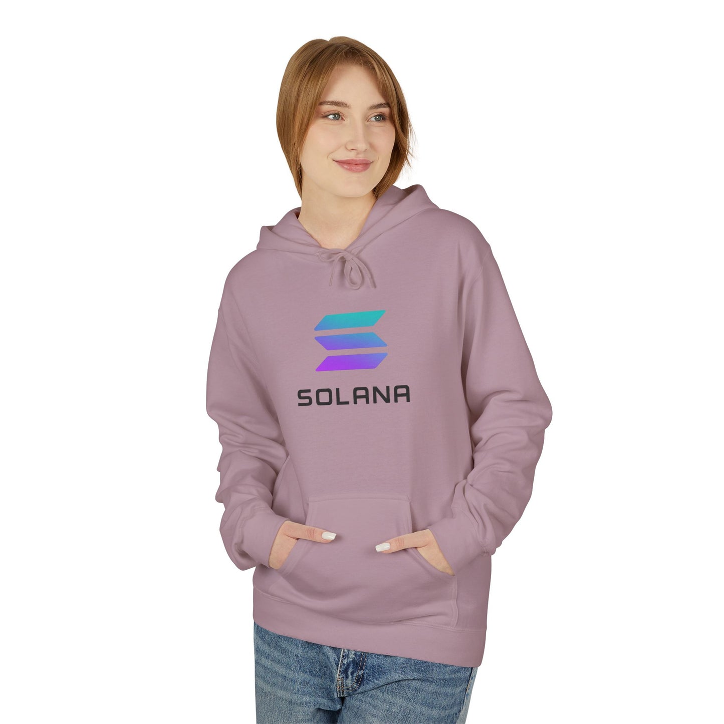 Solana Logo Fleece Hoodie | Cozy Midweight Sweatshirt for Fans, Unisex Gift, Casual Wear, Tech Enthusiast Apparel