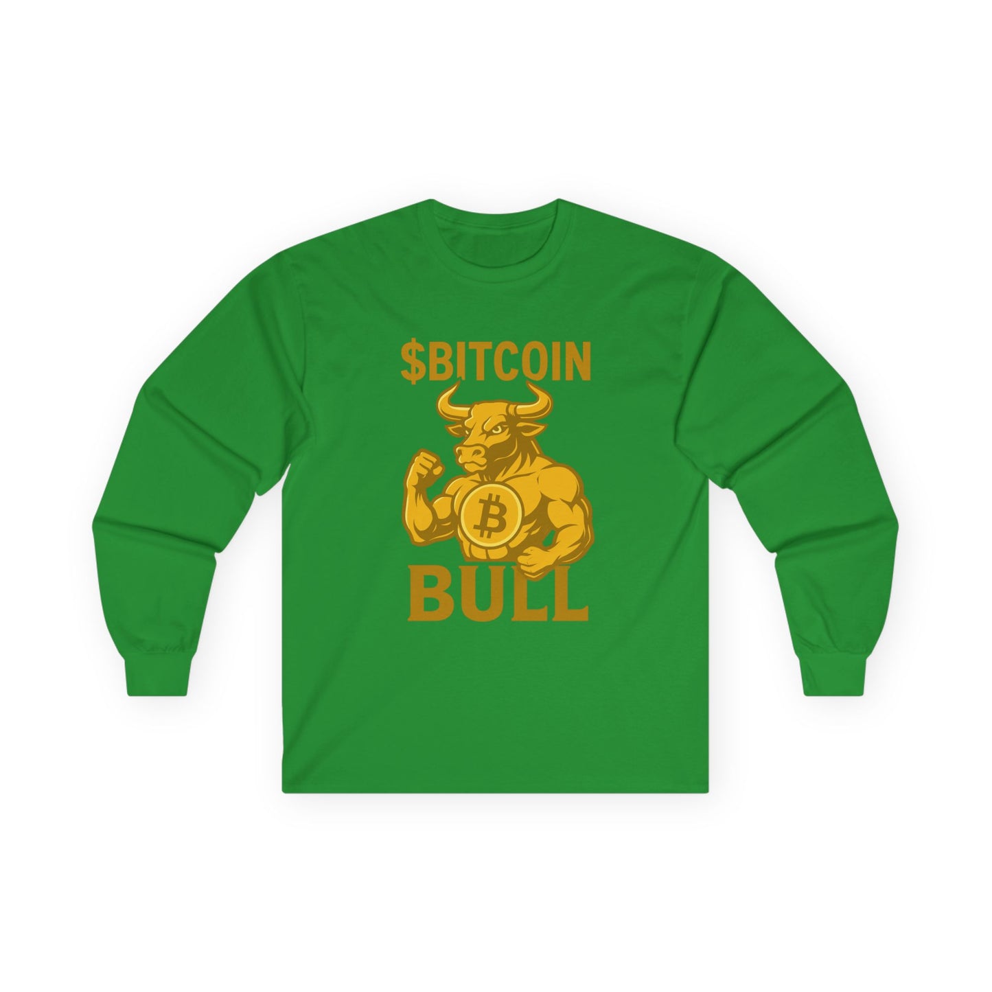 Bitcoin Bull Long Sleeve Tee for Crypto Lovers, Funny Crypto Shirt, Gift for Blockchain Enthusiasts, Cryptocurrency Apparel, Trendy Tee