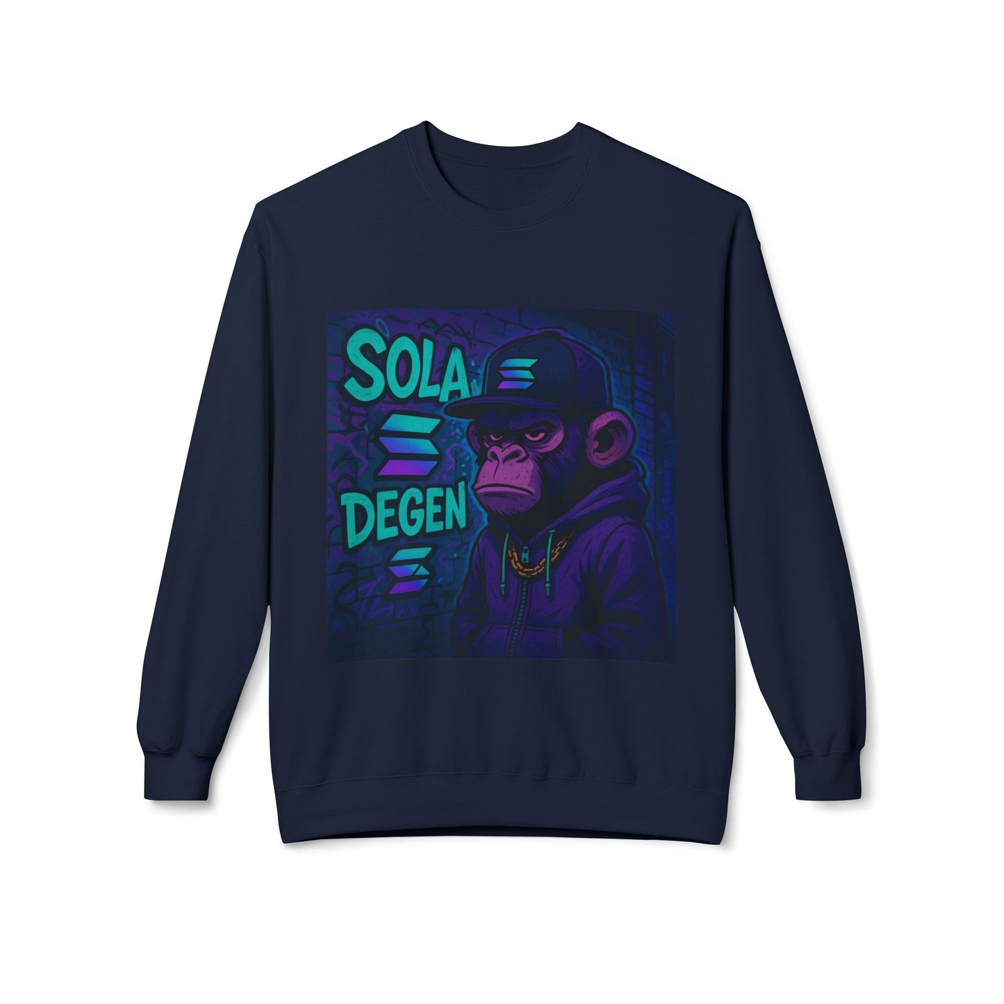 Solana Degen Sweatshirt, Unisex Graphic Crewneck, Crypto Fashion, Trendy Sweatshirt, Gift for Crypto Enthusiasts