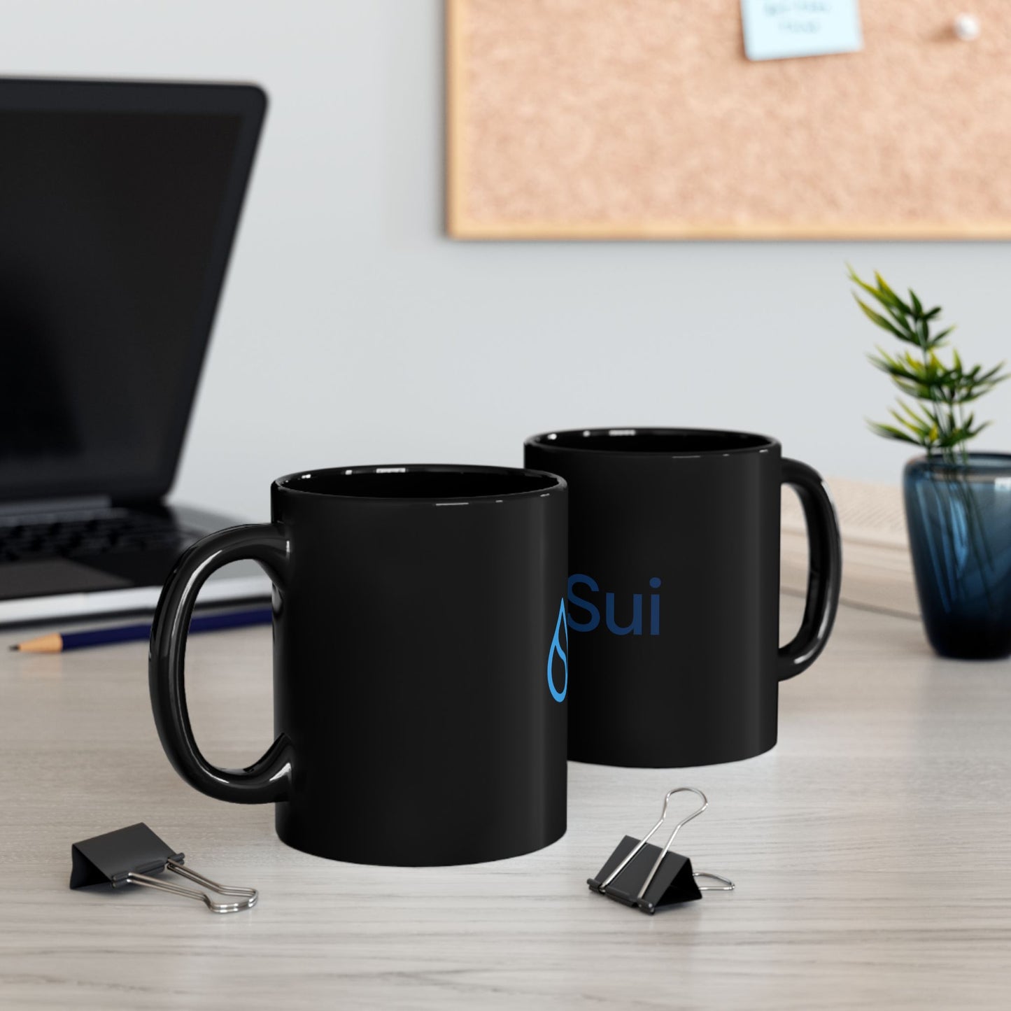 SUI Black Ceramic Mug with 'Sui' Logo - Perfect Gift for Coffee Lovers, Tea Drinkers, Office Use, Birthdays, Housewarming