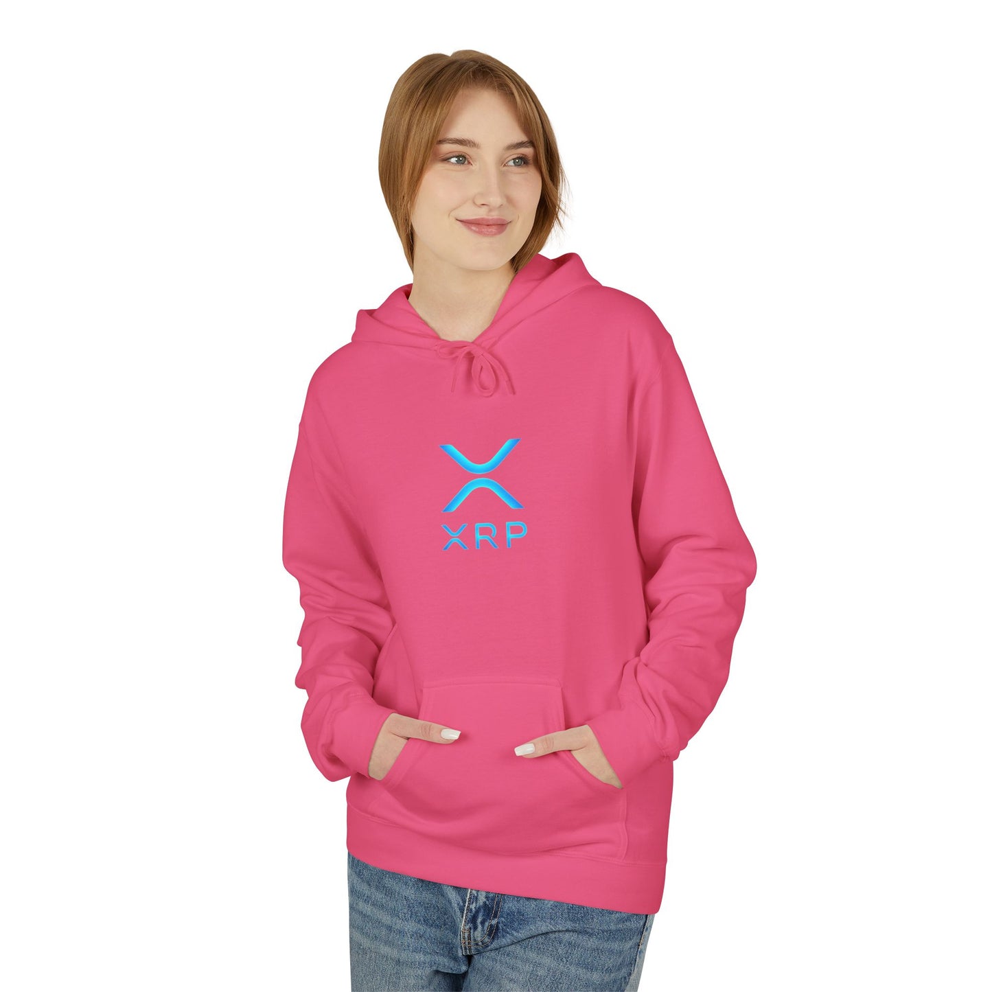 XRP Logo Fleece Hoodie for Crypto Fans, Lightweight Sweater, Ideal Gift for Techies, Unisex Crypto Apparel, Perfect for Casual Wear