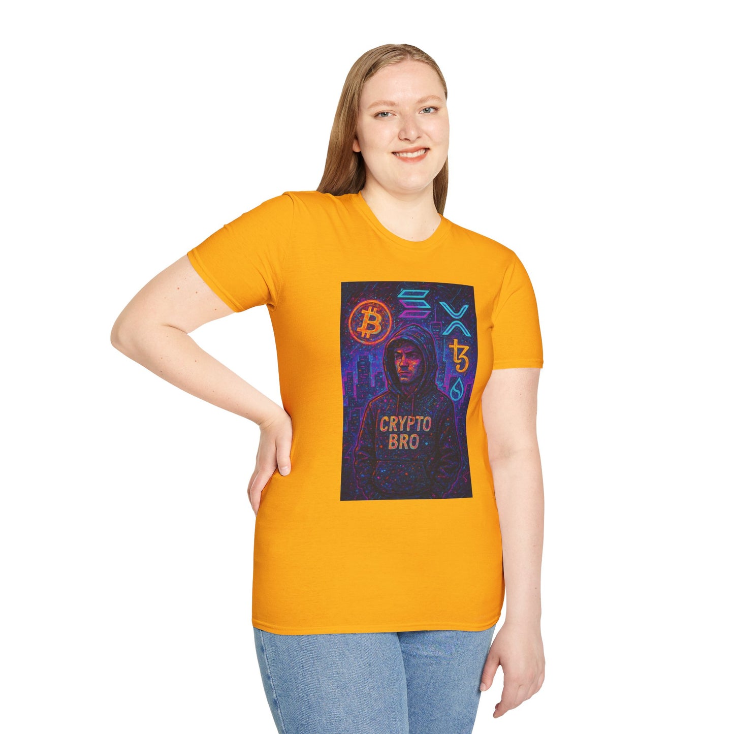 Crypto Bro Unisex Softstyle T-Shirt, Cryptocurrency Apparel, Blockchain Fashion, Gamer T-Shirt, Tech Enthusiast Gift