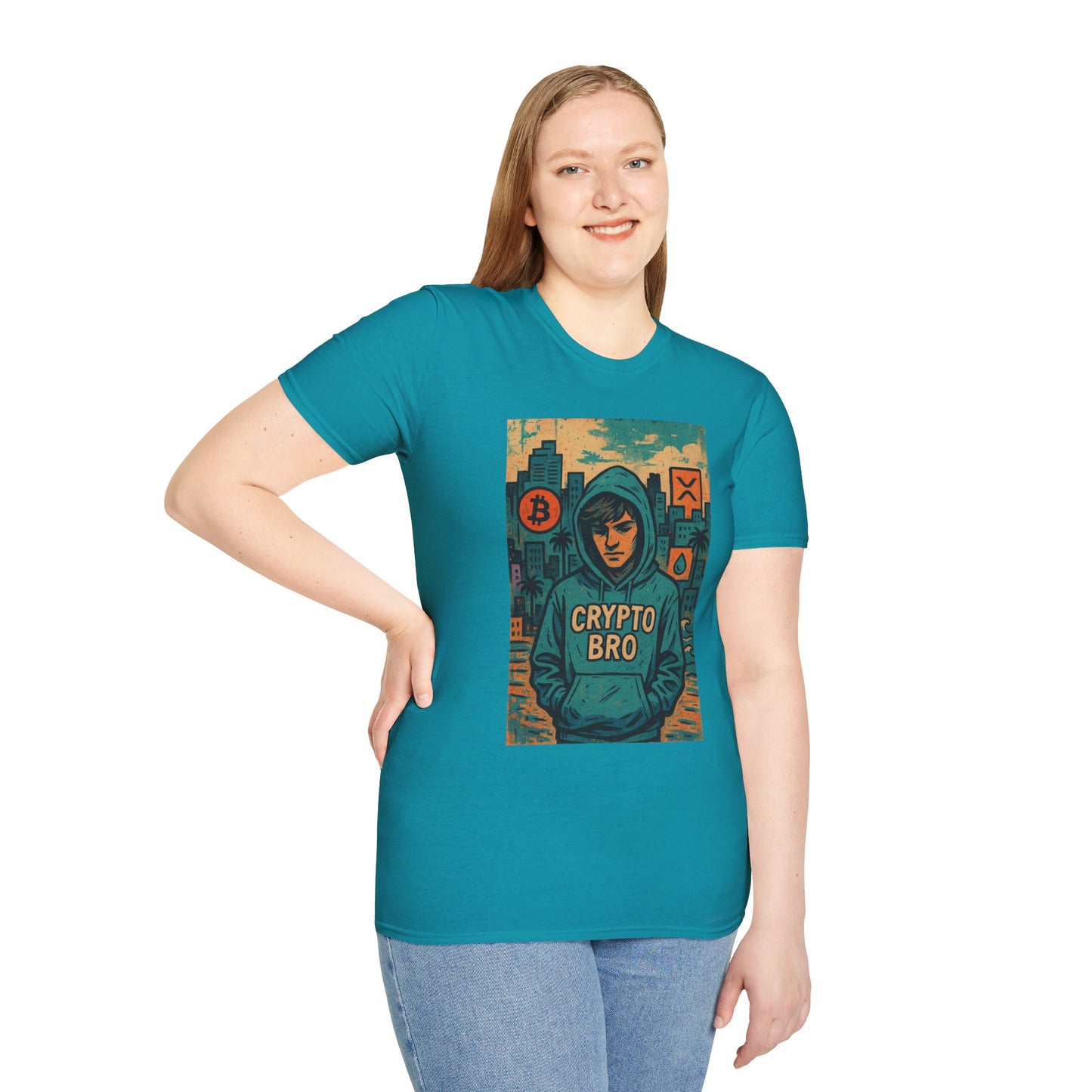 Crypto Bro Unisex Softstyle T-Shirt, Bitcoin Apparel, Cryptocurrency Gift, Casual Wear, Trendy Graphic Tee