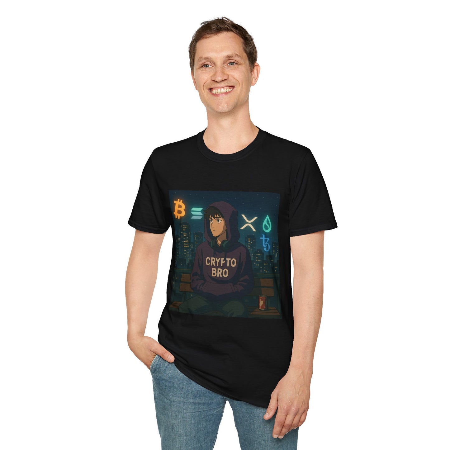 Crypto Bro Unisex Softstyle T-Shirt, Perfect for Gamers, Trendy Casual Wear, Unique Gift Idea, Crypto Enthusiast Apparel