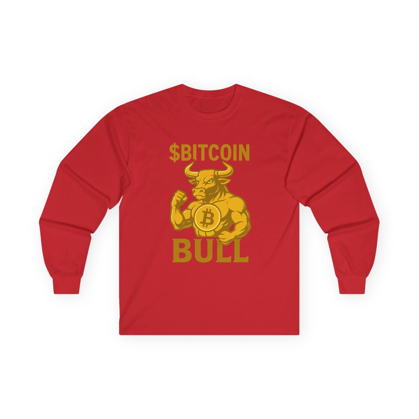 Bitcoin Bull Long Sleeve Tee for Crypto Lovers, Funny Crypto Shirt, Gift for Blockchain Enthusiasts, Cryptocurrency Apparel, Trendy Tee