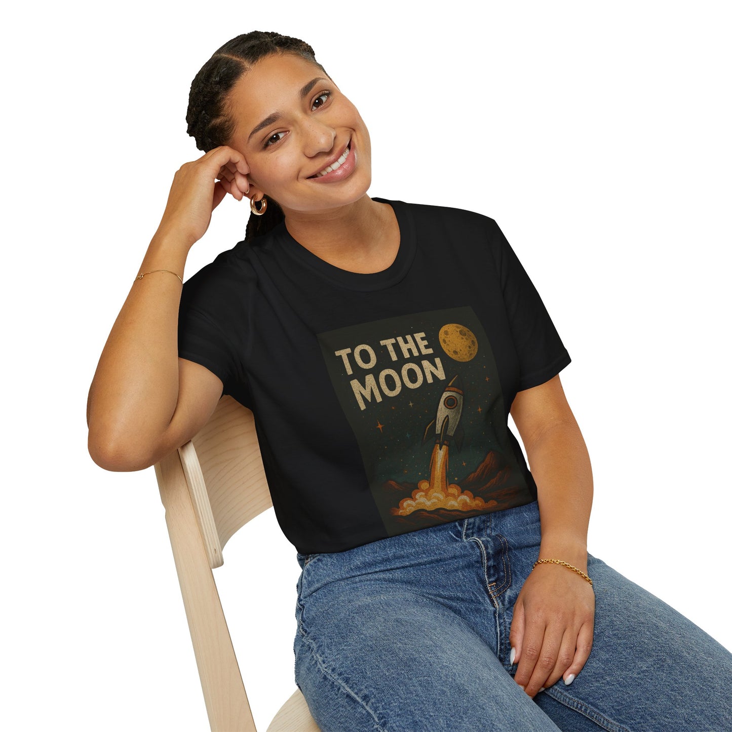 To the Moon Unisex Softstyle T-Shirt, Cute T-Shirt, Space Graphic Tee, Astronomy Lover Gift, Casual Shirt for All Occasions