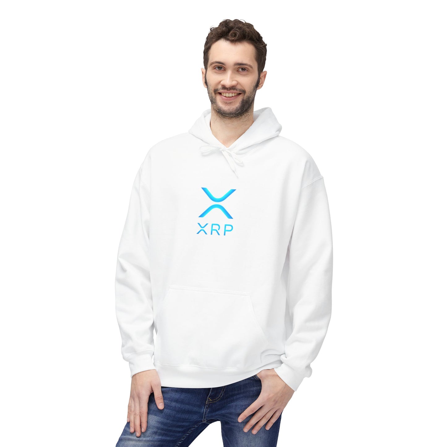 XRP Logo Fleece Hoodie for Crypto Fans, Lightweight Sweater, Ideal Gift for Techies, Unisex Crypto Apparel, Perfect for Casual Wear