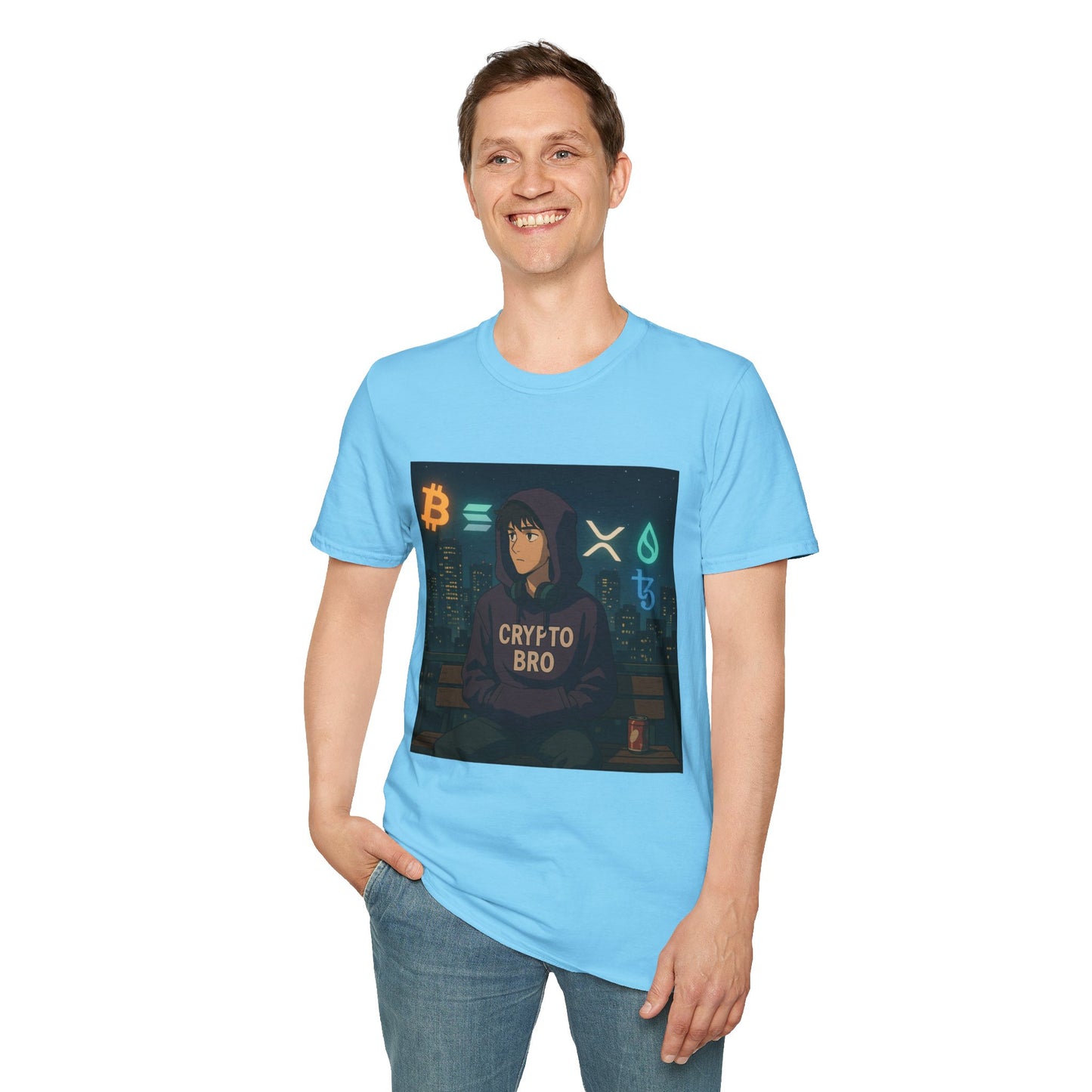 Crypto Bro Unisex Softstyle T-Shirt, Perfect for Gamers, Trendy Casual Wear, Unique Gift Idea, Crypto Enthusiast Apparel