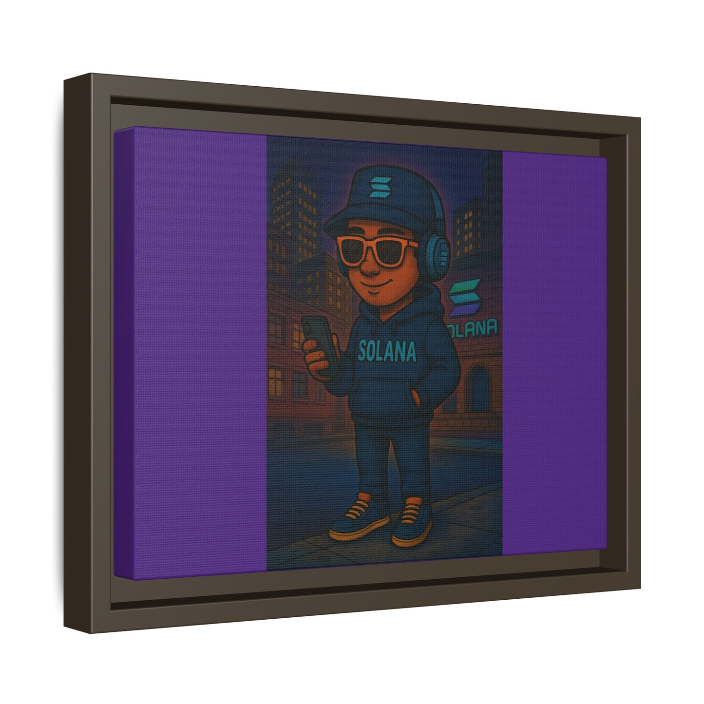 Framed Matte Canvas Art Print, Urban Character Artwork, Home Decor, Gift for Crypto Enthusiasts, Wall Art for Living Room