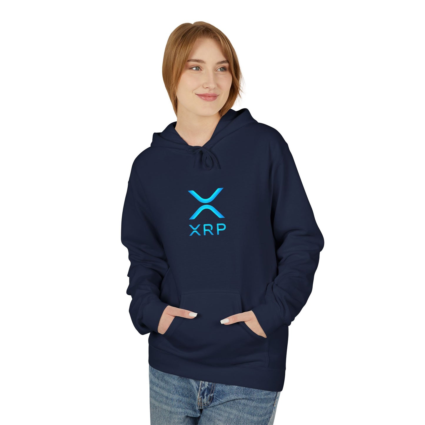 XRP Logo Fleece Hoodie for Crypto Fans, Lightweight Sweater, Ideal Gift for Techies, Unisex Crypto Apparel, Perfect for Casual Wear