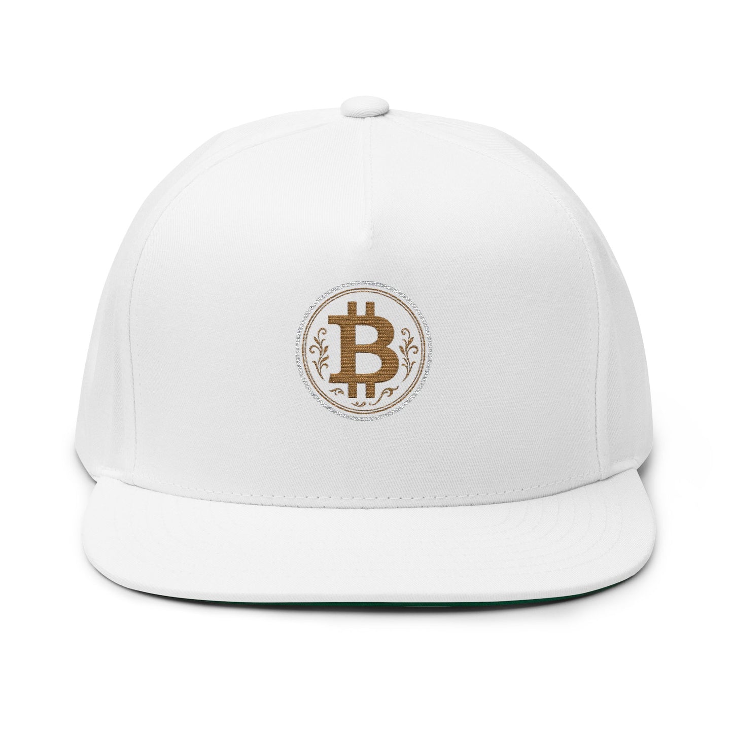 Bitcoin Embroidered Flat Bill Cap