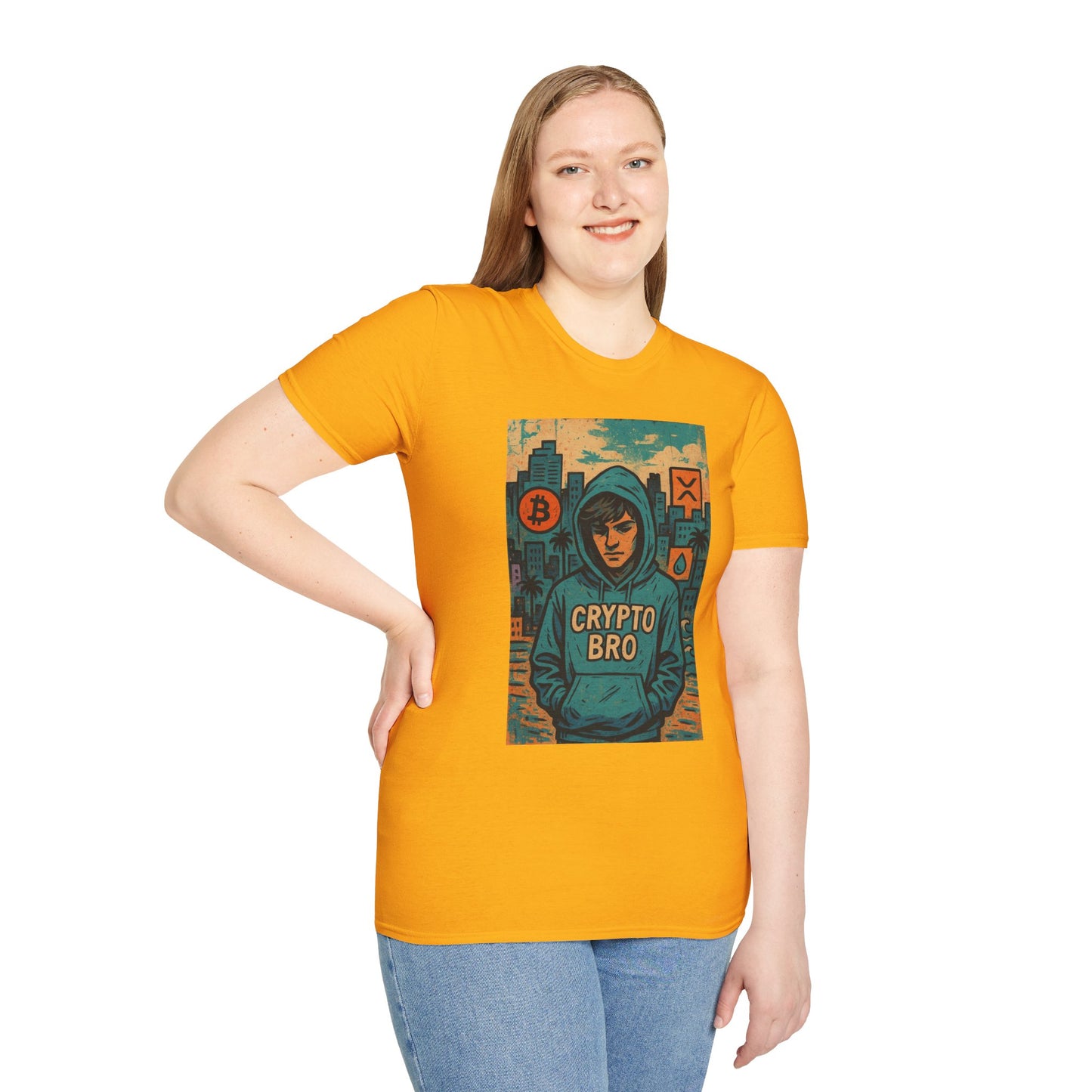 Crypto Bro Unisex Softstyle T-Shirt, Bitcoin Apparel, Cryptocurrency Gift, Casual Wear, Trendy Graphic Tee
