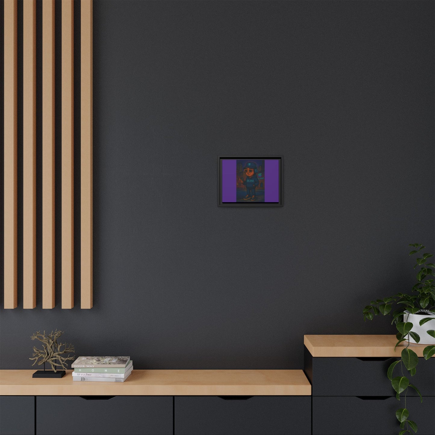 Framed Matte Canvas Art Print, Urban Character Artwork, Home Decor, Gift for Crypto Enthusiasts, Wall Art for Living Room