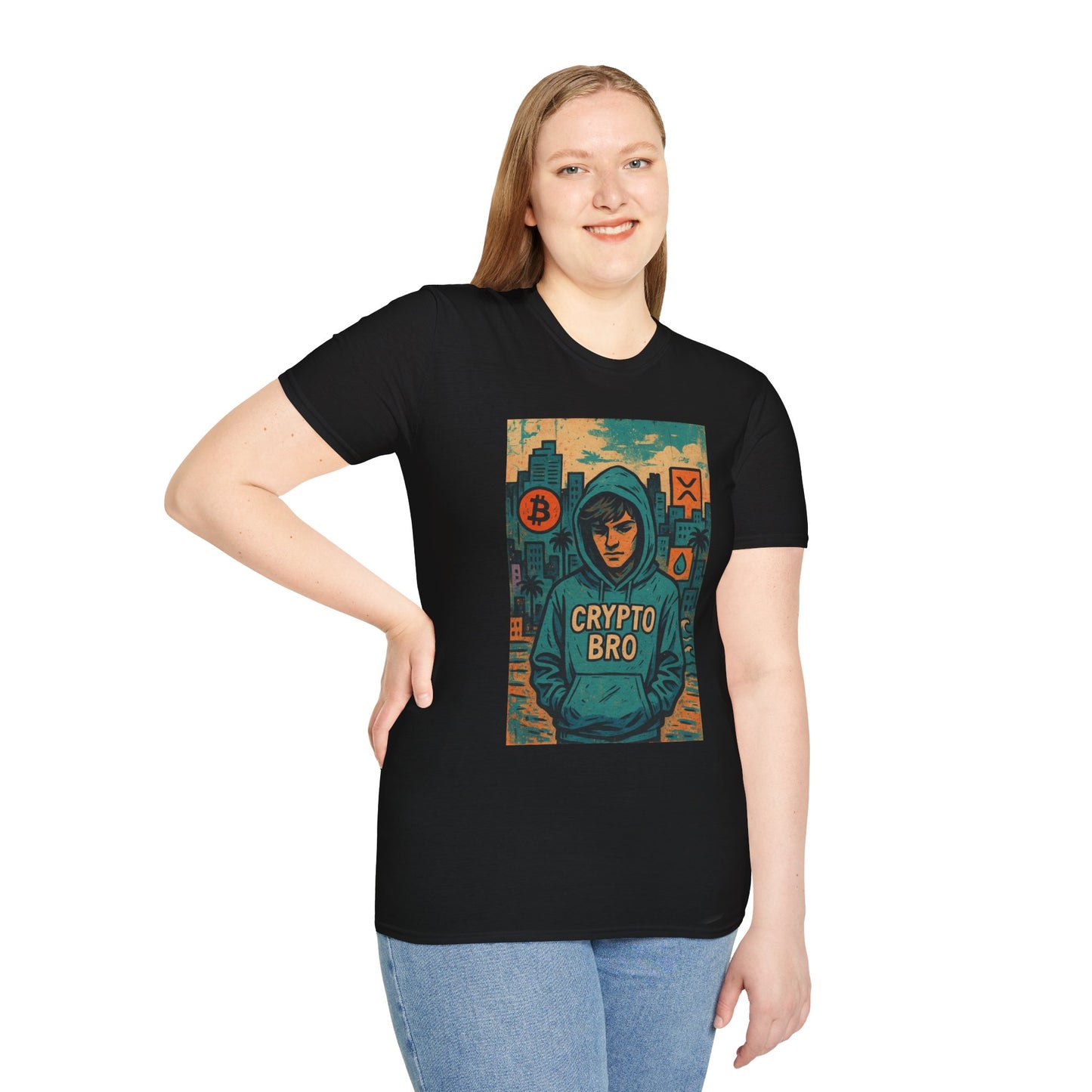Crypto Bro Unisex Softstyle T-Shirt, Bitcoin Apparel, Cryptocurrency Gift, Casual Wear, Trendy Graphic Tee
