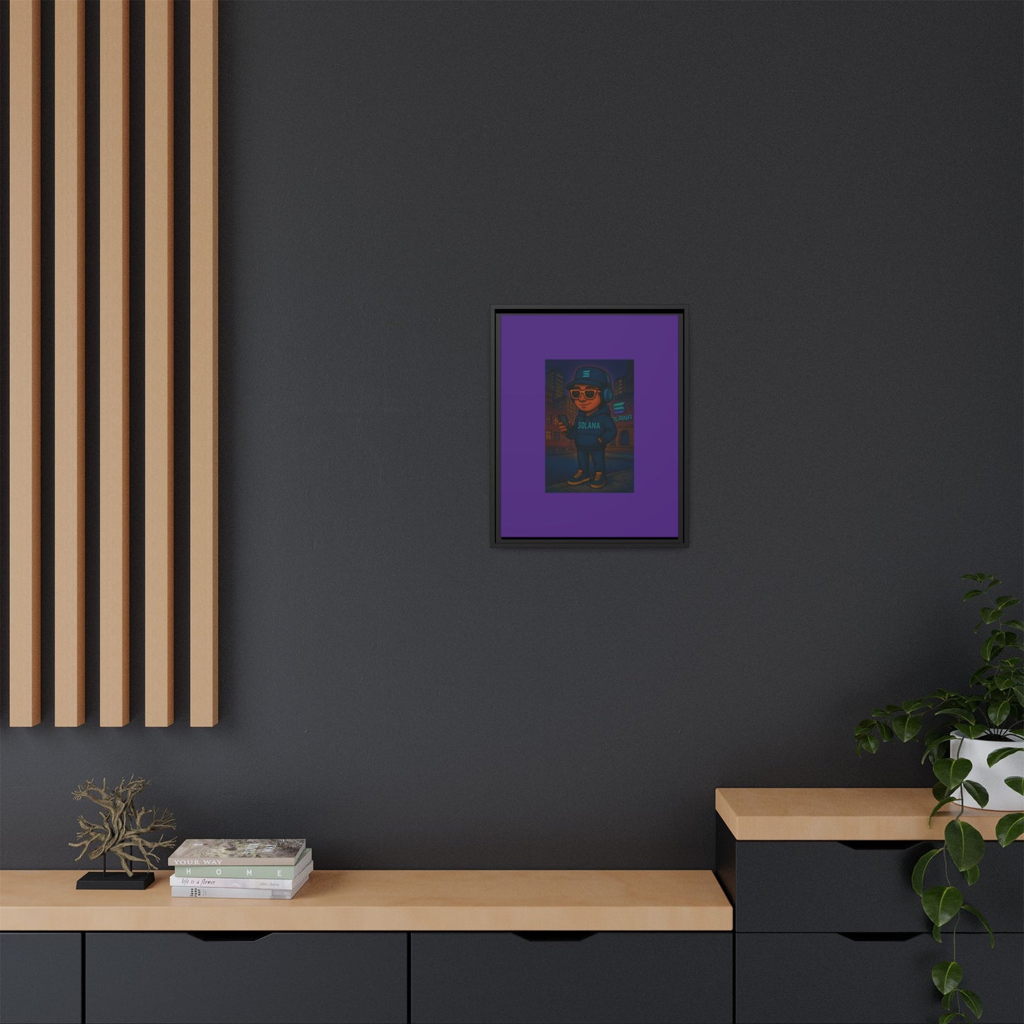 Framed Matte Canvas Art Print, Urban Character Artwork, Home Decor, Gift for Crypto Enthusiasts, Wall Art for Living Room