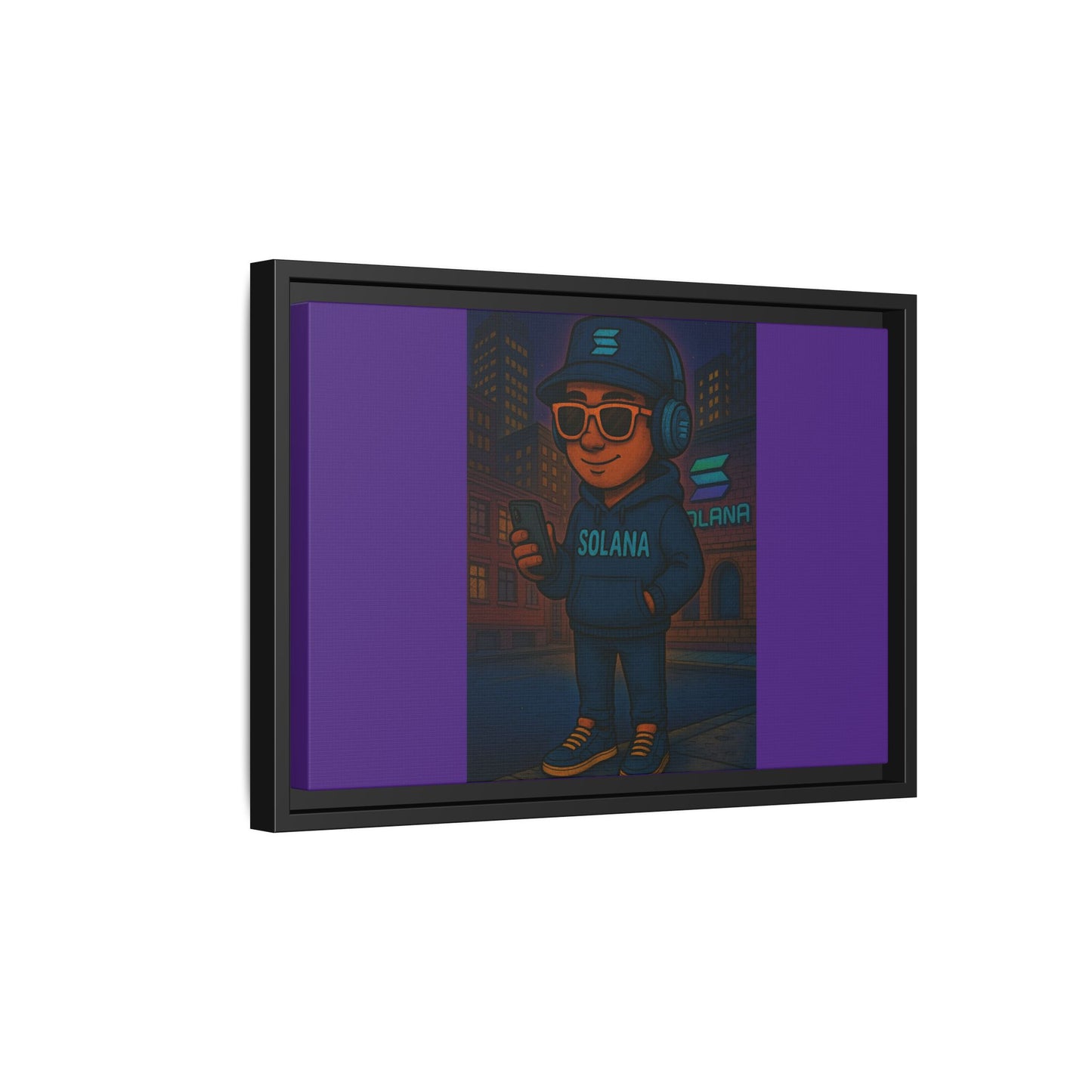 Framed Matte Canvas Art Print, Urban Character Artwork, Home Decor, Gift for Crypto Enthusiasts, Wall Art for Living Room