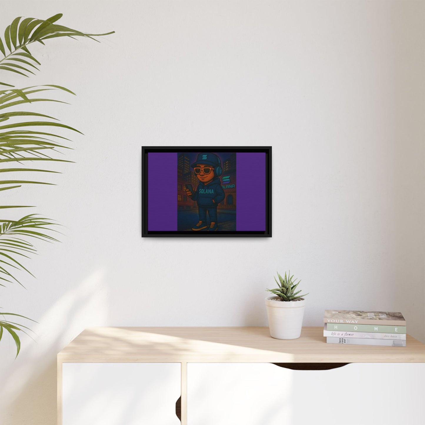 Framed Matte Canvas Art Print, Urban Character Artwork, Home Decor, Gift for Crypto Enthusiasts, Wall Art for Living Room