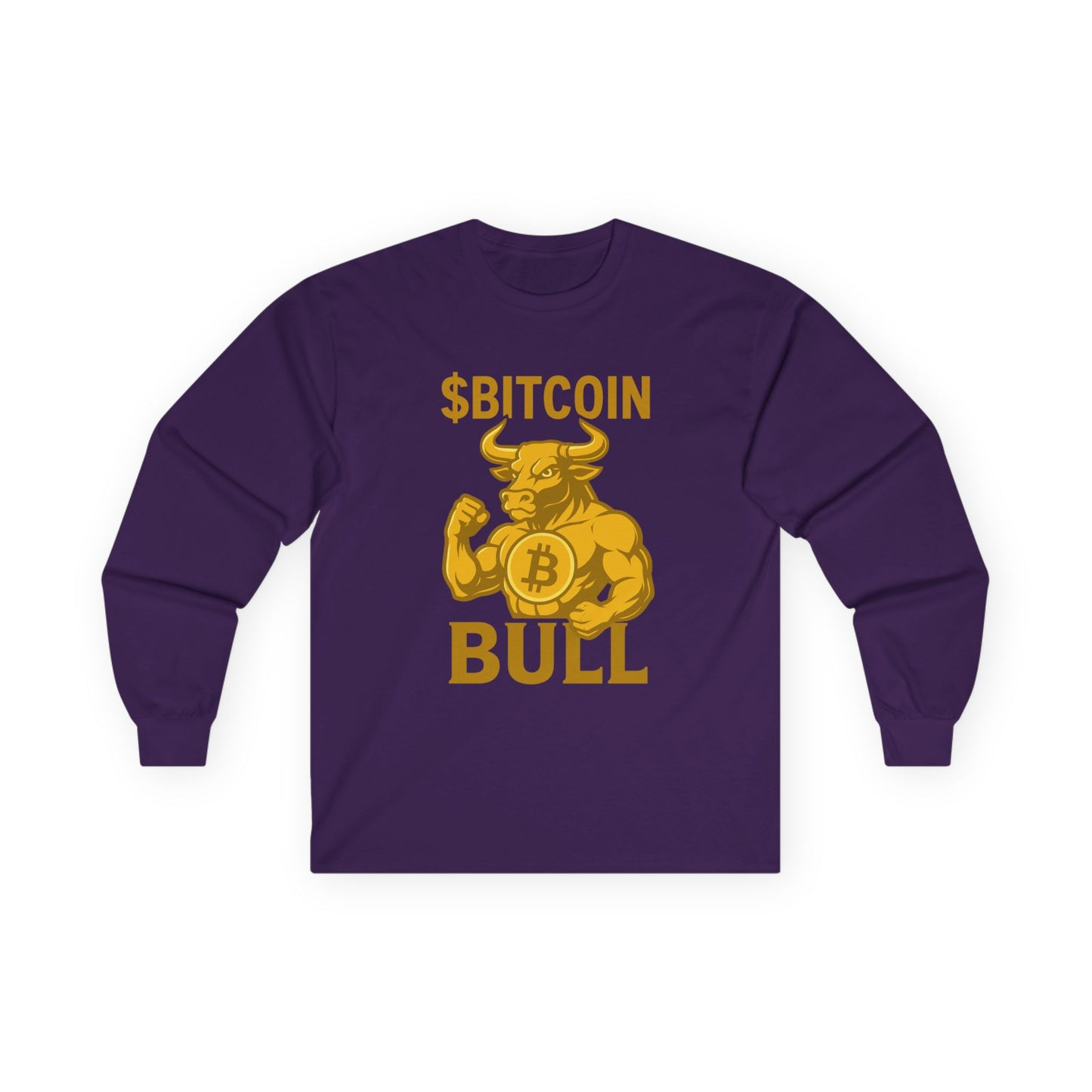Bitcoin Bull Long Sleeve Tee for Crypto Lovers, Funny Crypto Shirt, Gift for Blockchain Enthusiasts, Cryptocurrency Apparel, Trendy Tee