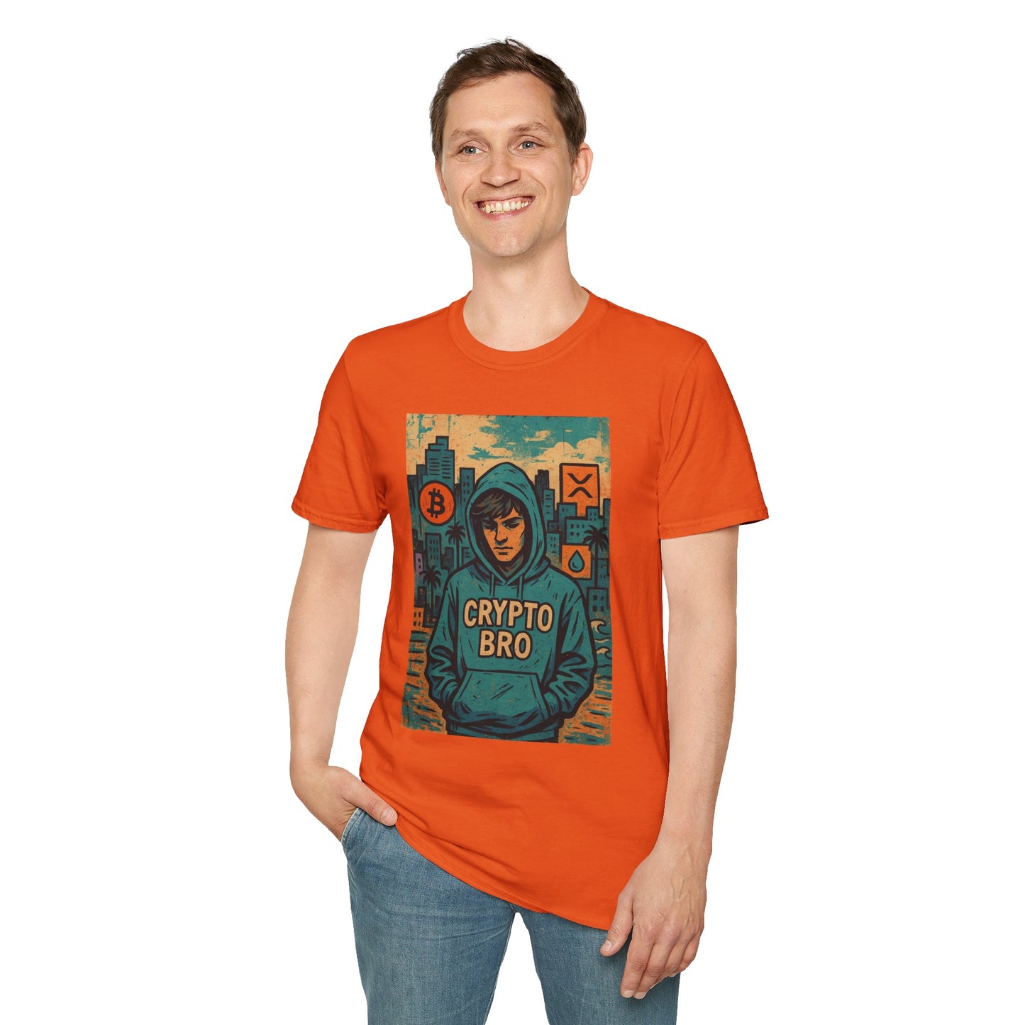 Crypto Bro Unisex Softstyle T-Shirt, Bitcoin Apparel, Cryptocurrency Gift, Casual Wear, Trendy Graphic Tee