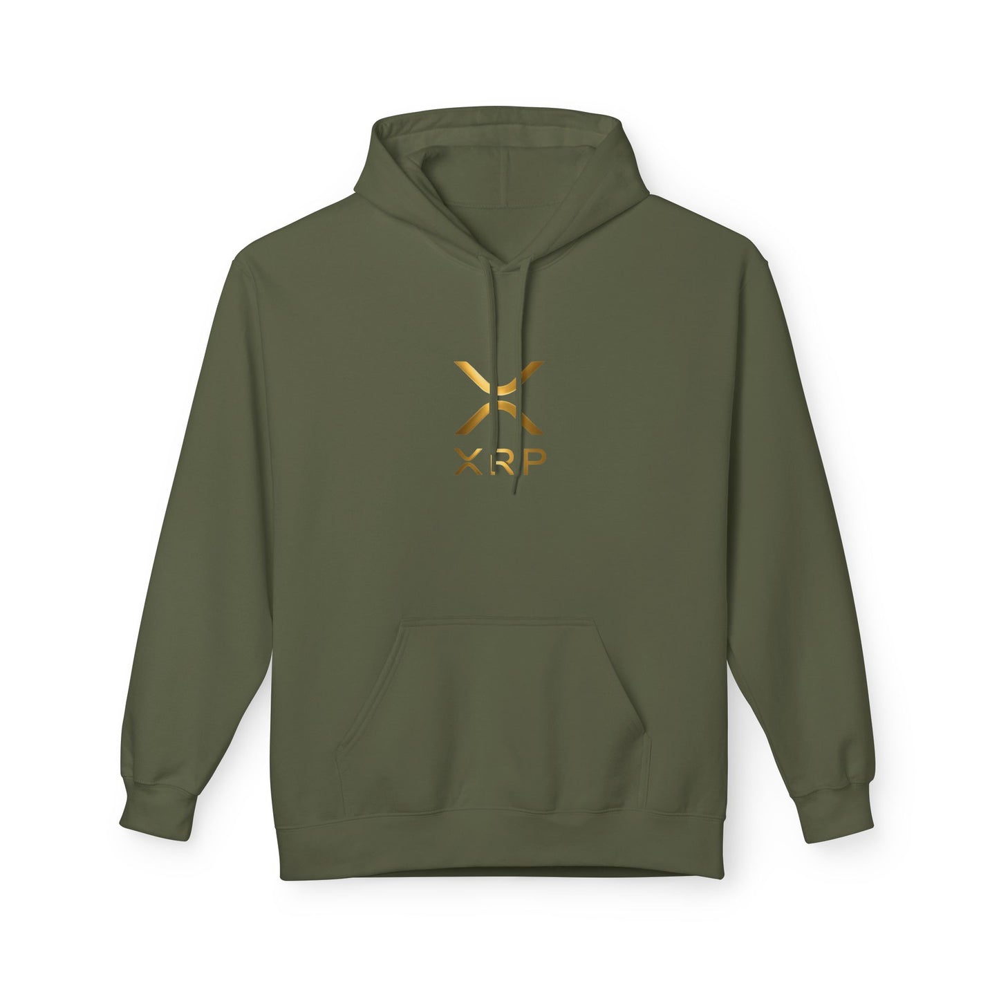 XRP Gold Logo Fleece Hoodie, Unisex Pullover, Cryptocurrency Apparel, Gift for Crypto Enthusiasts, Casual Streetwear, Perfect for Winter