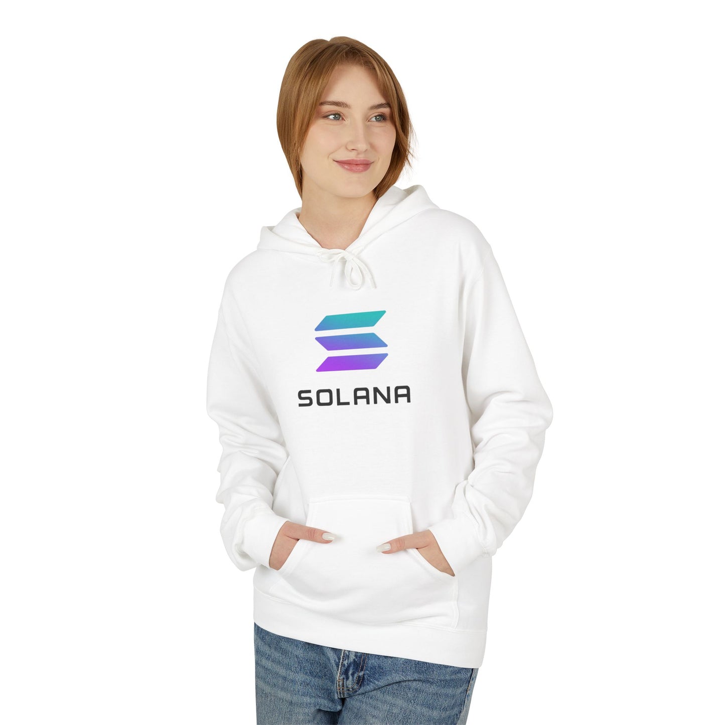 Solana Logo Fleece Hoodie | Cozy Midweight Sweatshirt for Fans, Unisex Gift, Casual Wear, Tech Enthusiast Apparel