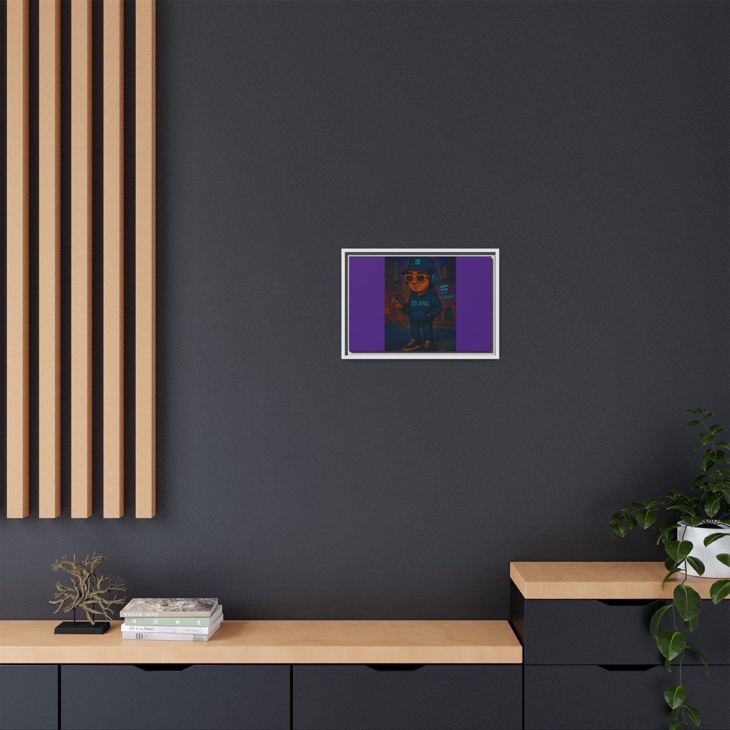Framed Matte Canvas Art Print, Urban Character Artwork, Home Decor, Gift for Crypto Enthusiasts, Wall Art for Living Room