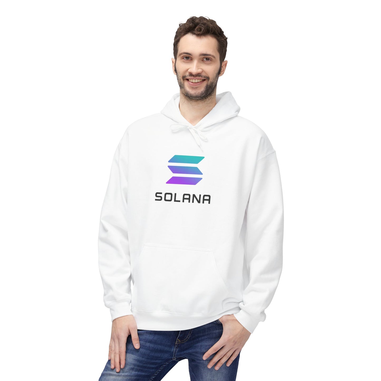 Solana Logo Fleece Hoodie | Cozy Midweight Sweatshirt for Fans, Unisex Gift, Casual Wear, Tech Enthusiast Apparel