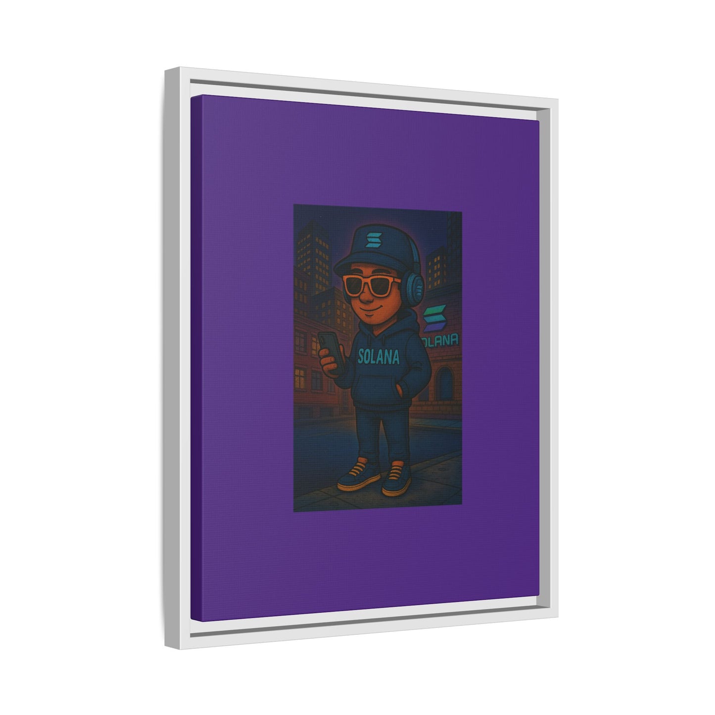 Framed Matte Canvas Art Print, Urban Character Artwork, Home Decor, Gift for Crypto Enthusiasts, Wall Art for Living Room