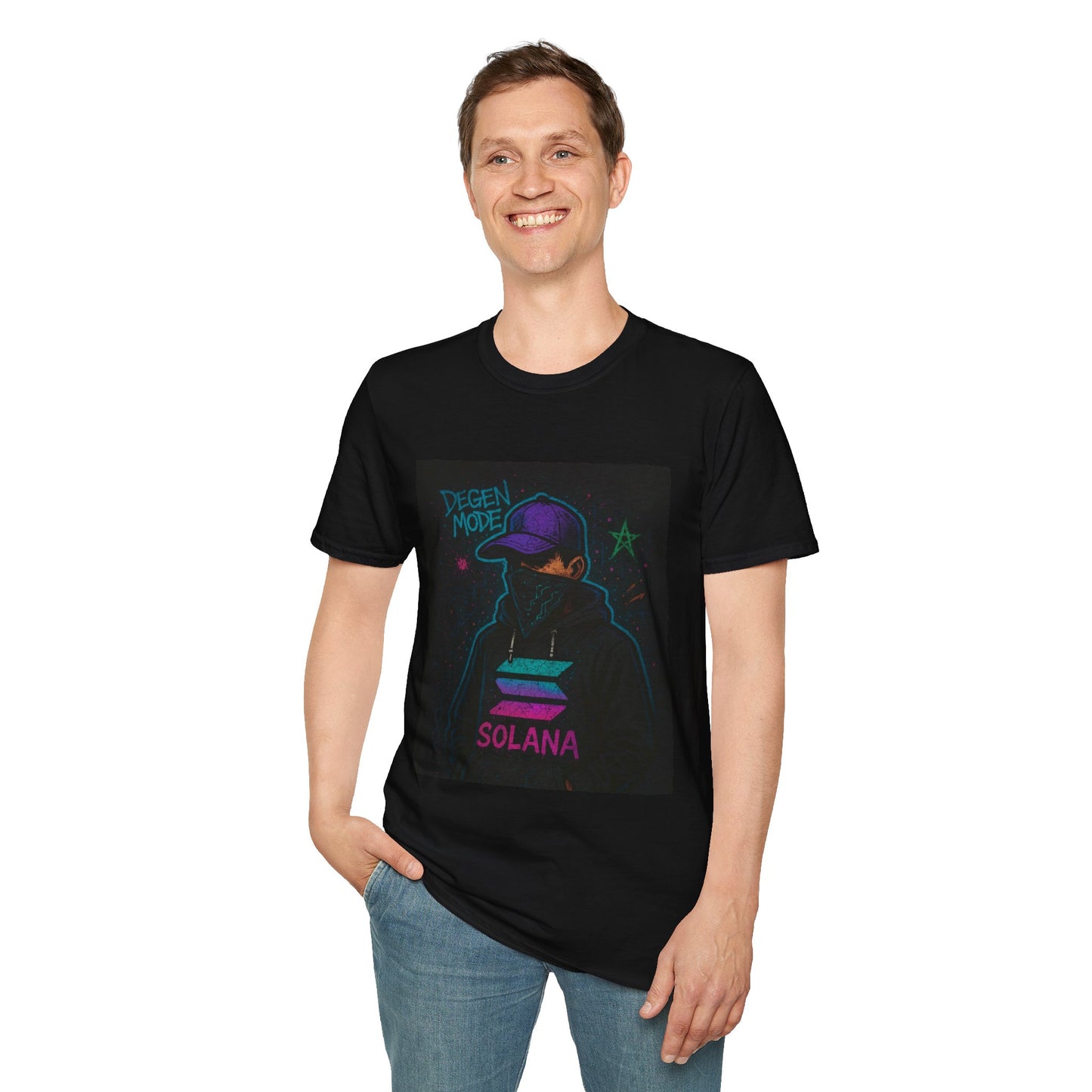 Degen Mode Graphic T-Shirt, Unisex Streetwear Tee, Cool Casual Outfit, Crypto Enthusiast Gift, NFT Fashion Top