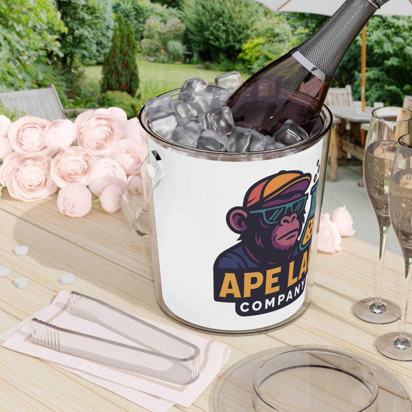 Ape Lab Company Chillin' Ice Bucket with Tongs, Perfect for Parties, Summer Celebrations, BBQs, Drink Cooler, Fun Gift Idea