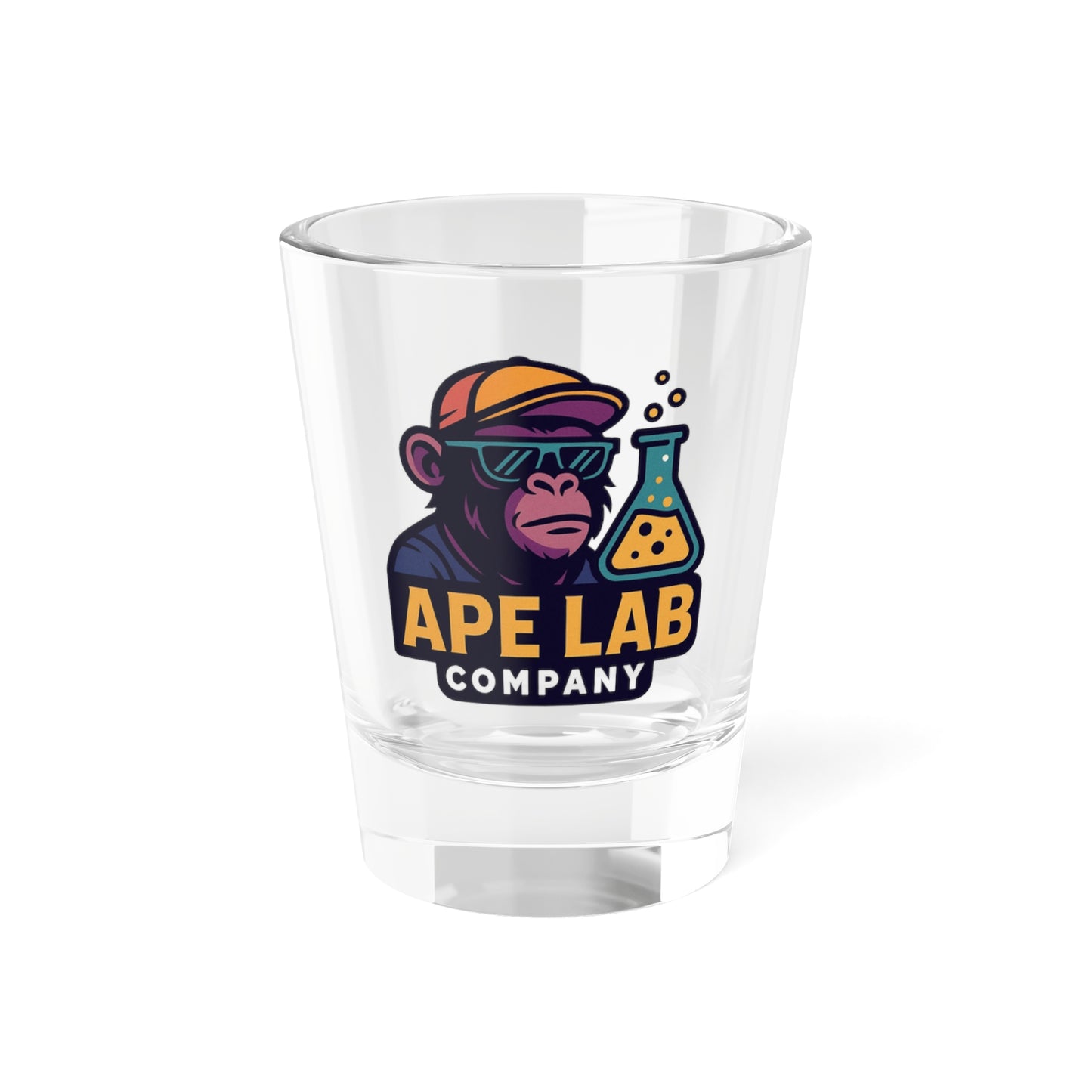 Ape Lab Company Shot Glass, Fun Party Favor, Unique Gift for Science Lovers, College Graduation, Barware for Celebrations