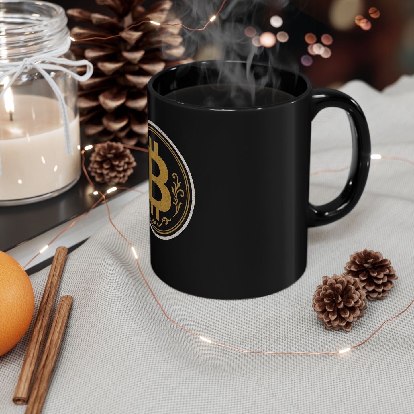 Bitcoin Black Mug - Perfect Gift for Crypto Enthusiasts, Coffee Lovers, Unique Promotional Item, Collector's Mug, Blockchain Lover's Cup